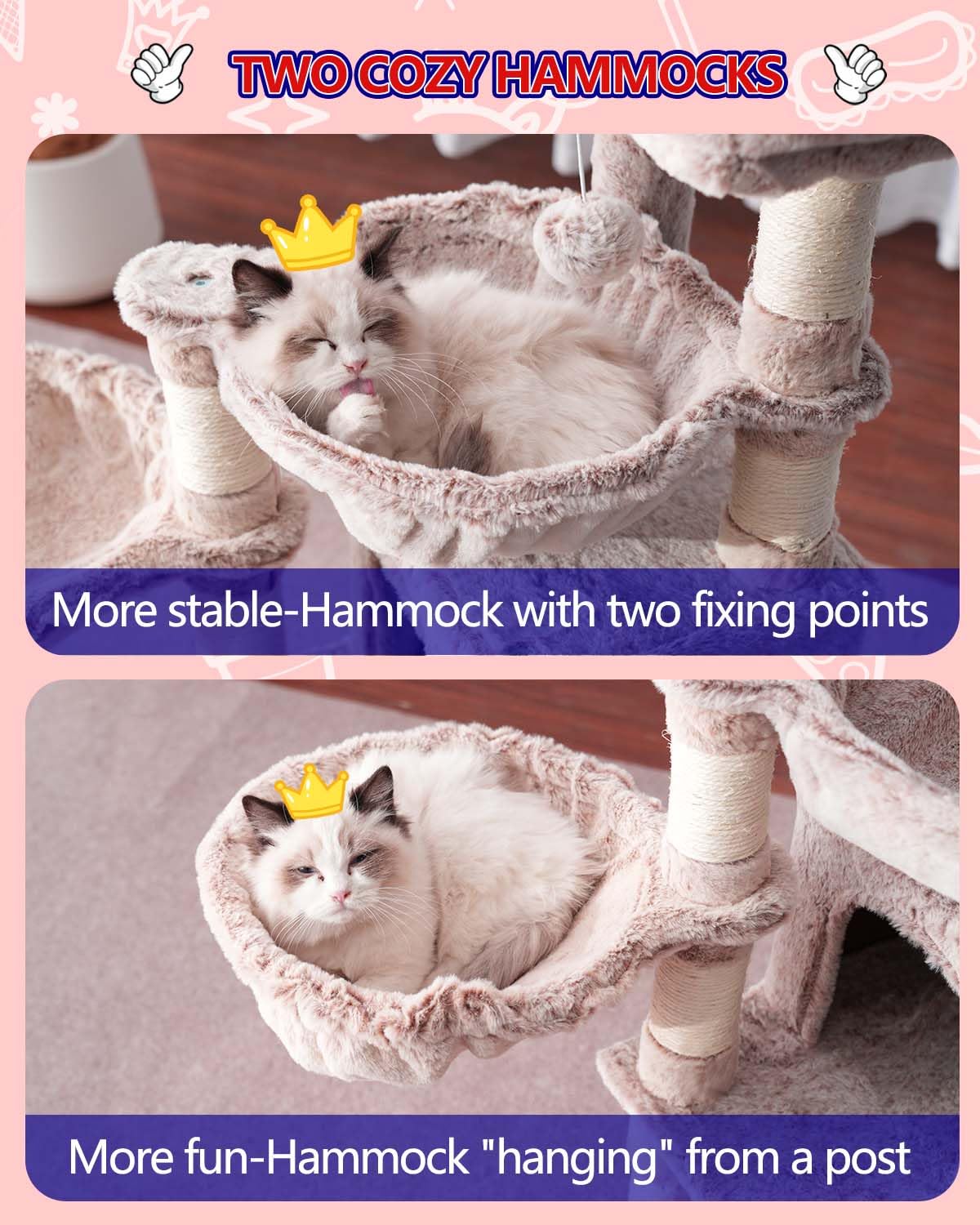Gitelsnour Cat Tree for Small Cats/Kitten, Cat Tower with condo, 2 Baskets, Platform, Scratch Board, Cat Scratching Posts for In
