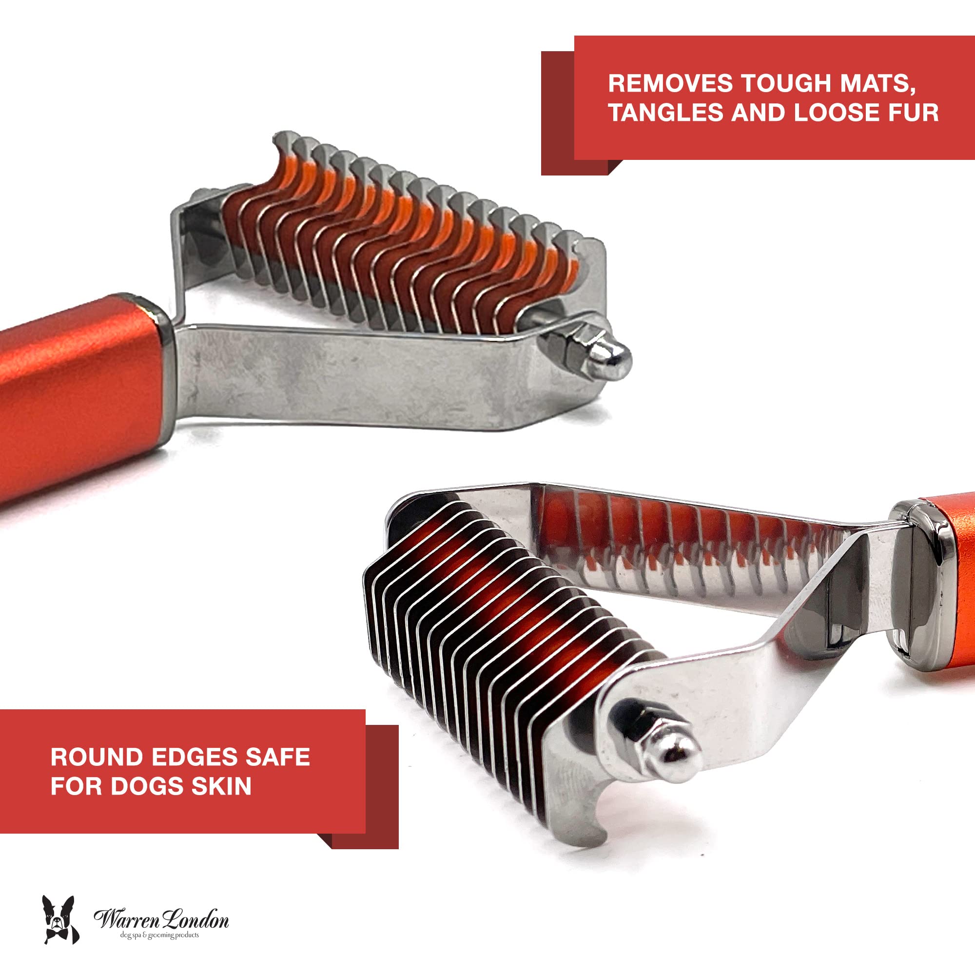 Warren London Dog Dematting And Detangler Spray Bundle With Rake Brush | Groomer Formulated Detangling Spray For Dogs W Aloe Vera & Jojoba Oil | Made In Usa | 16Oz W/Rake Brush