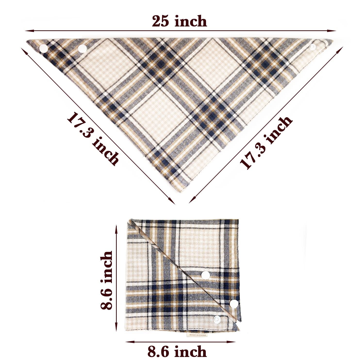 Fall 5Pcs Dog Bandanas With Button - Autumn Thanksgiving Thick Triangle Bibs Dual Layer Soft Cotton Scarf For Small Medium Large Boy Girl Puppy Cat Pet Plaid Kerchief Halloween Costumes Outfits