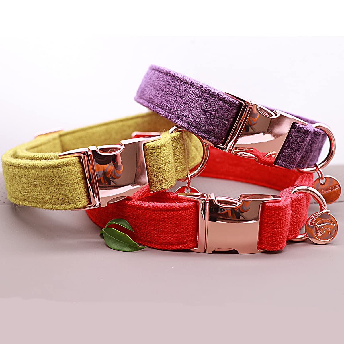 Dogwong Cotton Dog Collar And Leash Red Pet Collar Soft Durable For Small Medium Large Boy Girl Dogs