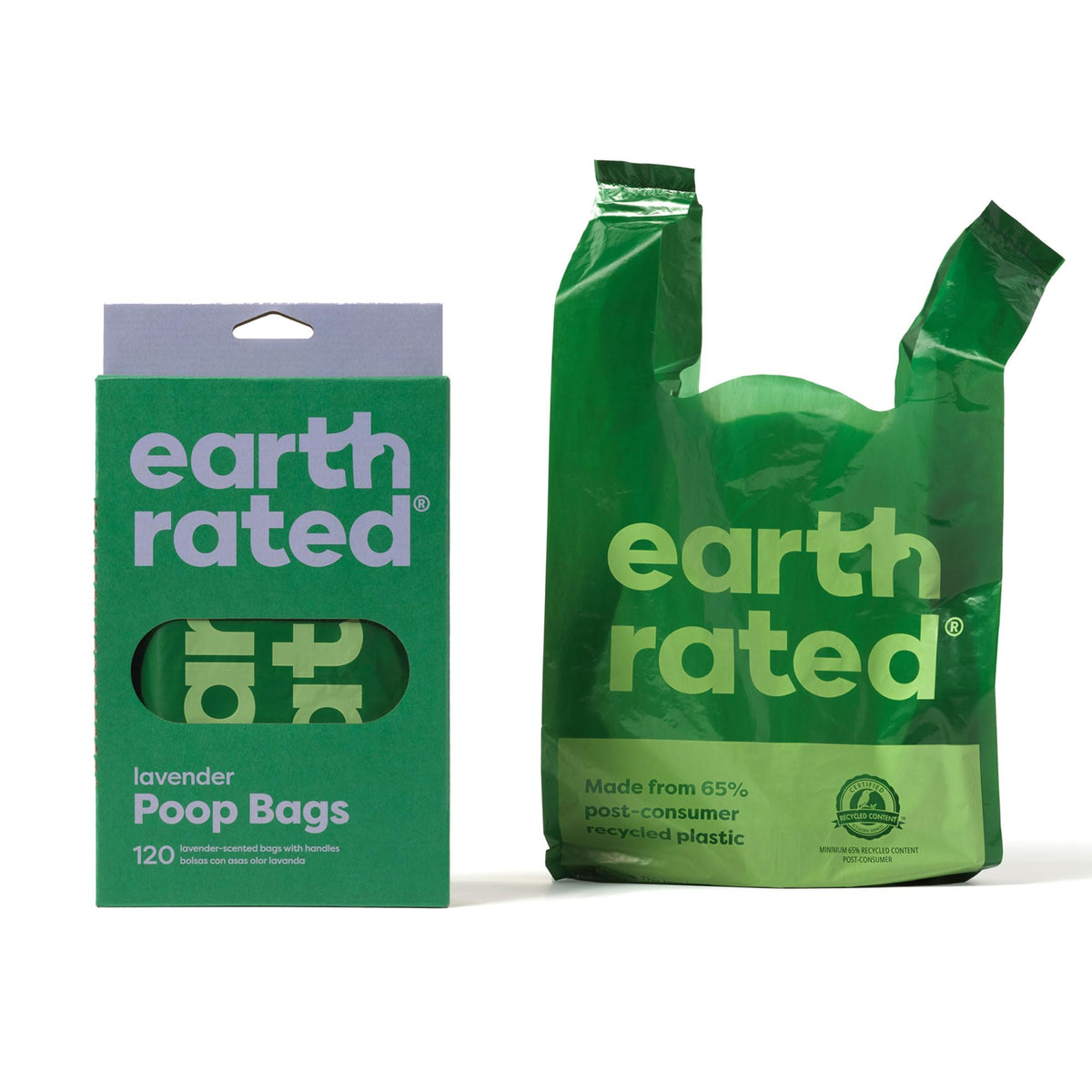 Earth Rated Dog Poop Bags With Handles, Extra Wide, Easy Tie And Guaranteed Leakproof, Lavender Scented, 120 Handle Bags