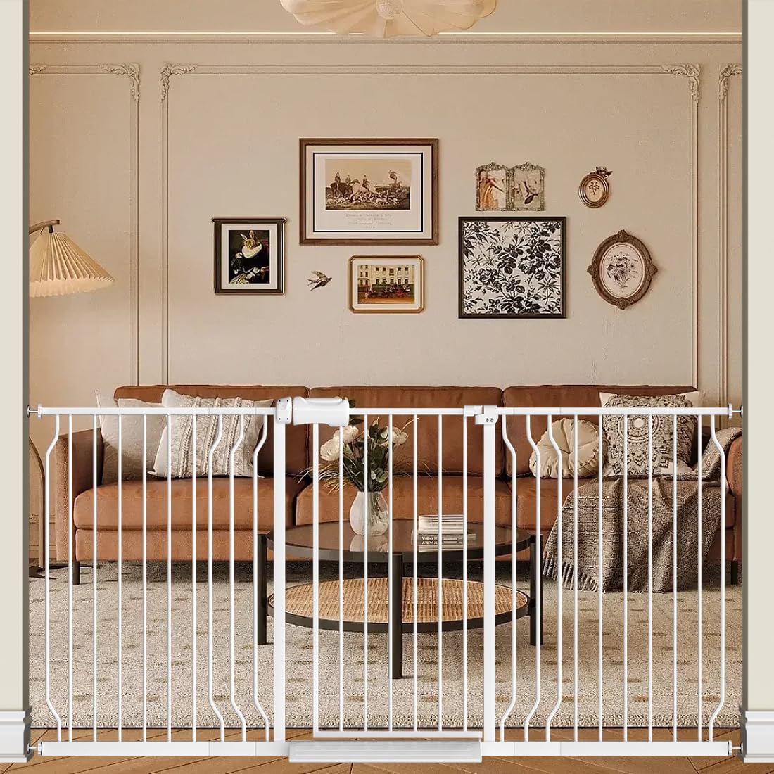 TSAYAWA Baby Gate Extra Wide Fits 62.2-71.65 Inch Opening - Dog Pet Gate for Doorways Stairs No Drilling Pressure Mounted - Larg