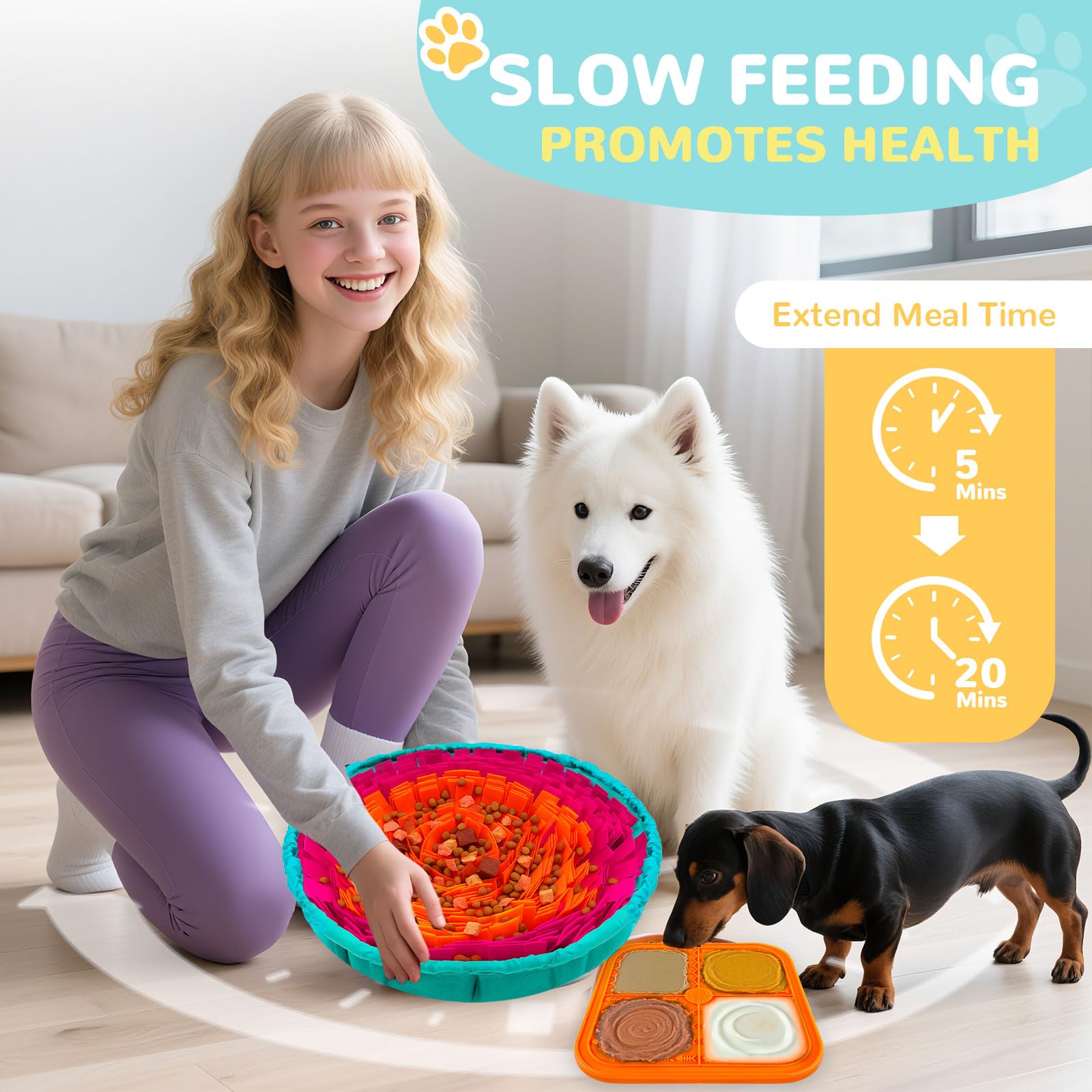 UETZLTB Dog Snuffle Mat and Lick Mats Set, Interactive Dog Enrichment Puzzle Toys for Puppy Small Medium Large Breed Dogs Cats,
