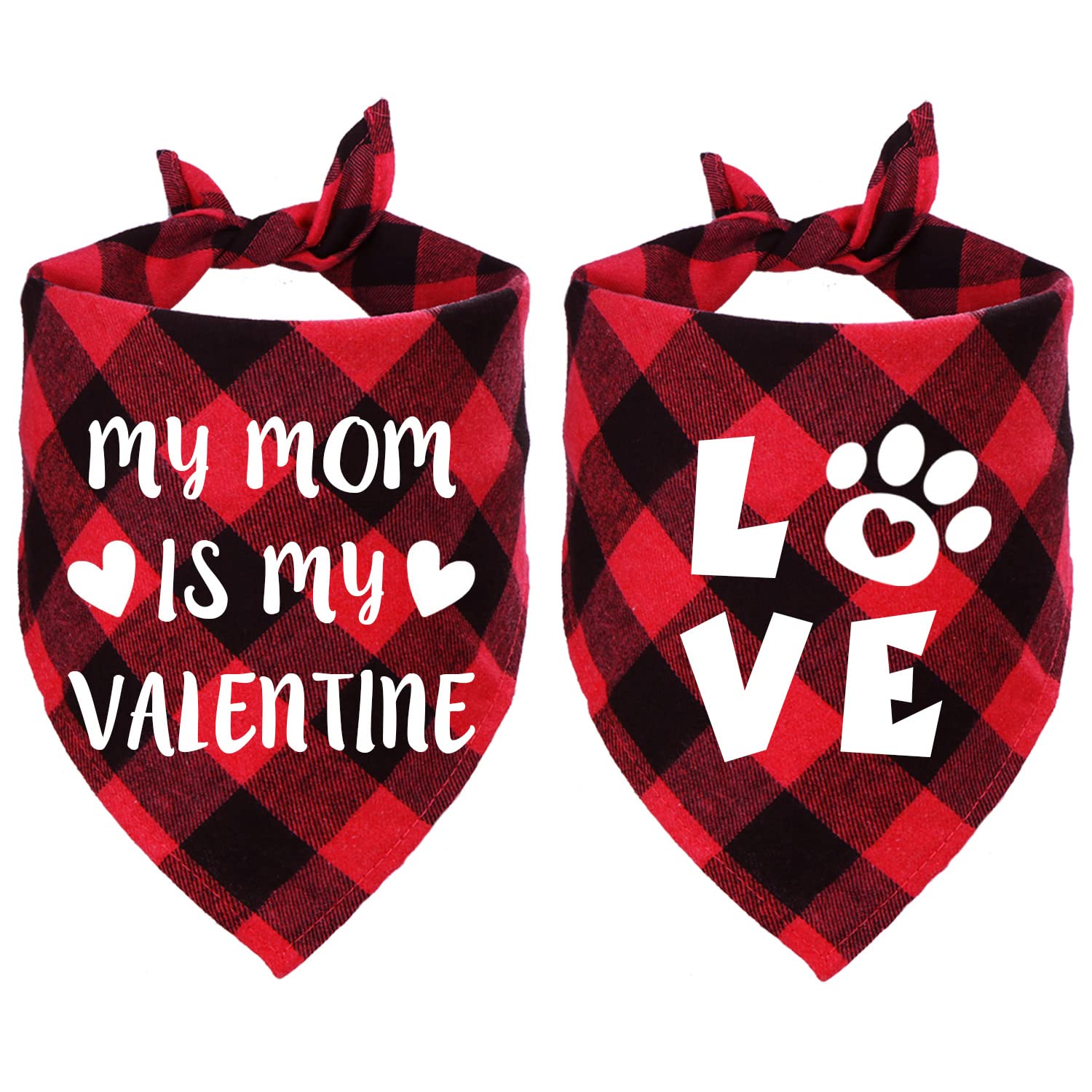 Stmk 2 Pack Valentines Dog Bandanas, Dog Valentines Bandana For Dogs Pets (Red, My Mom Is My Valentine & Love)