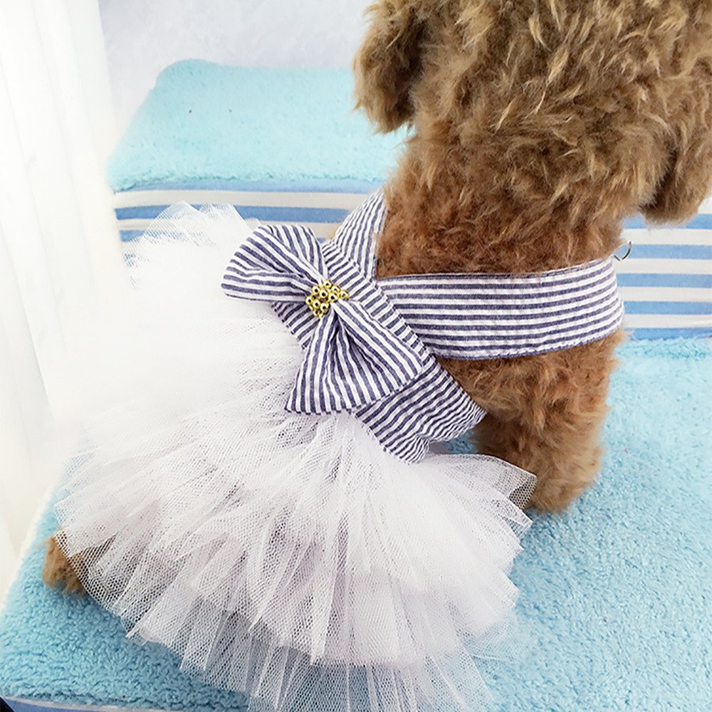 Clopon Dog Dresses For Small Dogs Harness For Female Dogs Girl Tutu Dresses Outdoor Leash Set Party Costumes Xl