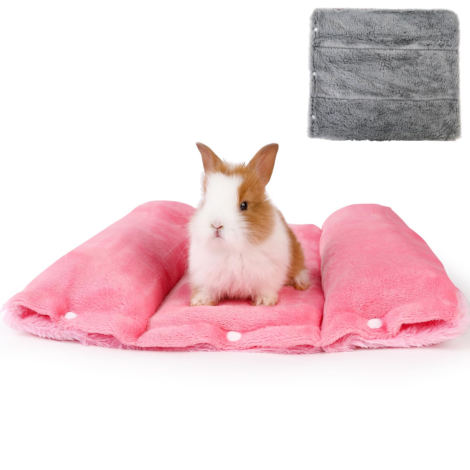 Oneju Snuggle Bunny Bed, 17.1'' X 14.9'' Rabbit Bed With Pillows, Reversible Small Pet Mat With Two Replaceable Covers, Bunny Be