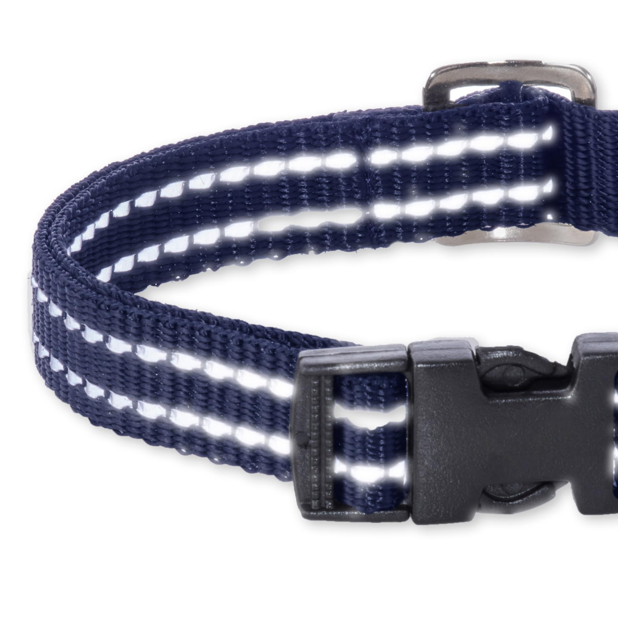 Pet Passion Adjustable Reflective Dog Pet Collar For Small, Medium And Large Dogs, Navy, X-Small