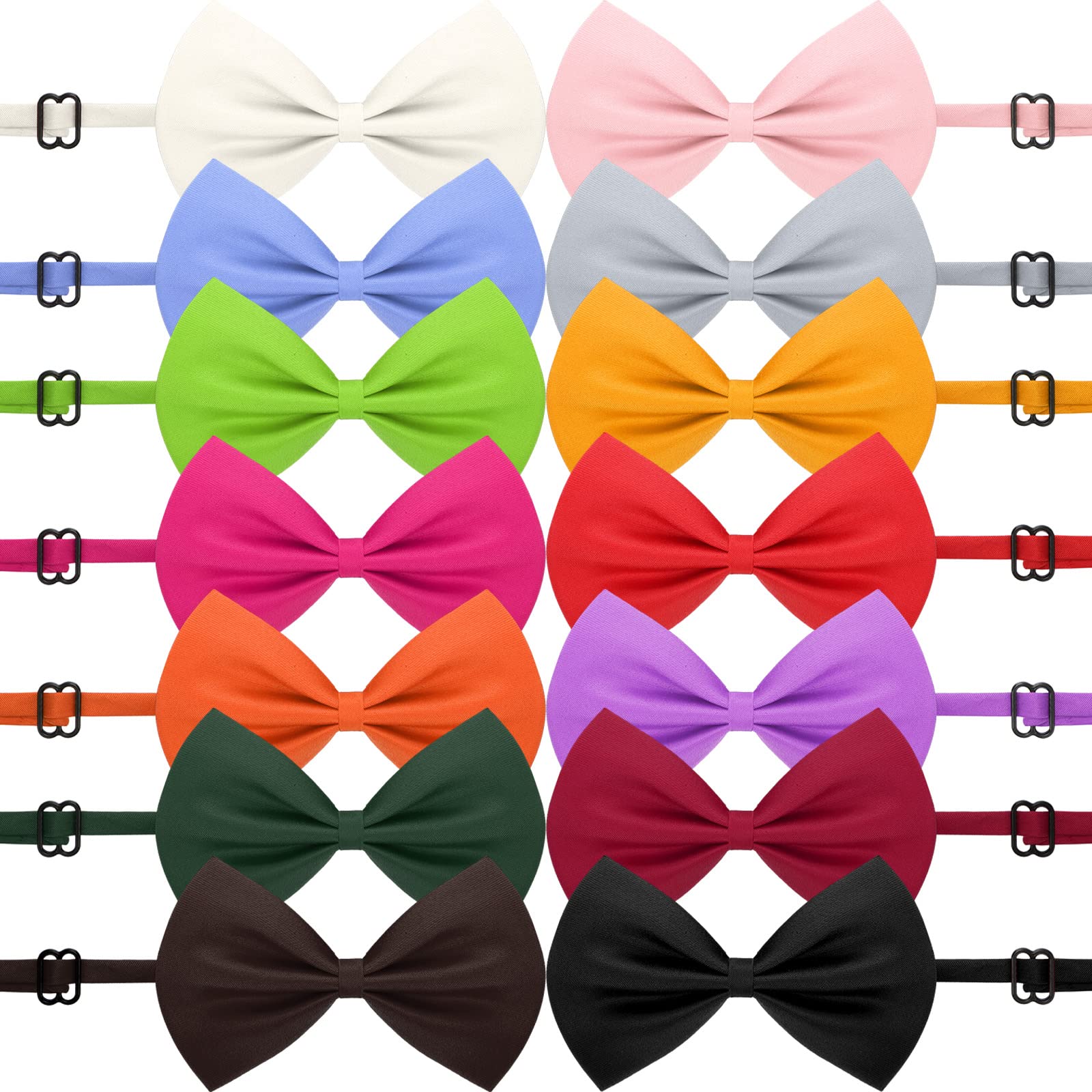 Cindeer 120 Pcs Dog Bow Ties With Adjustable Collar Puppy Neckties Bulk Cat Bowtie Collar Assorted Colors Solid Pet Grooming Bow