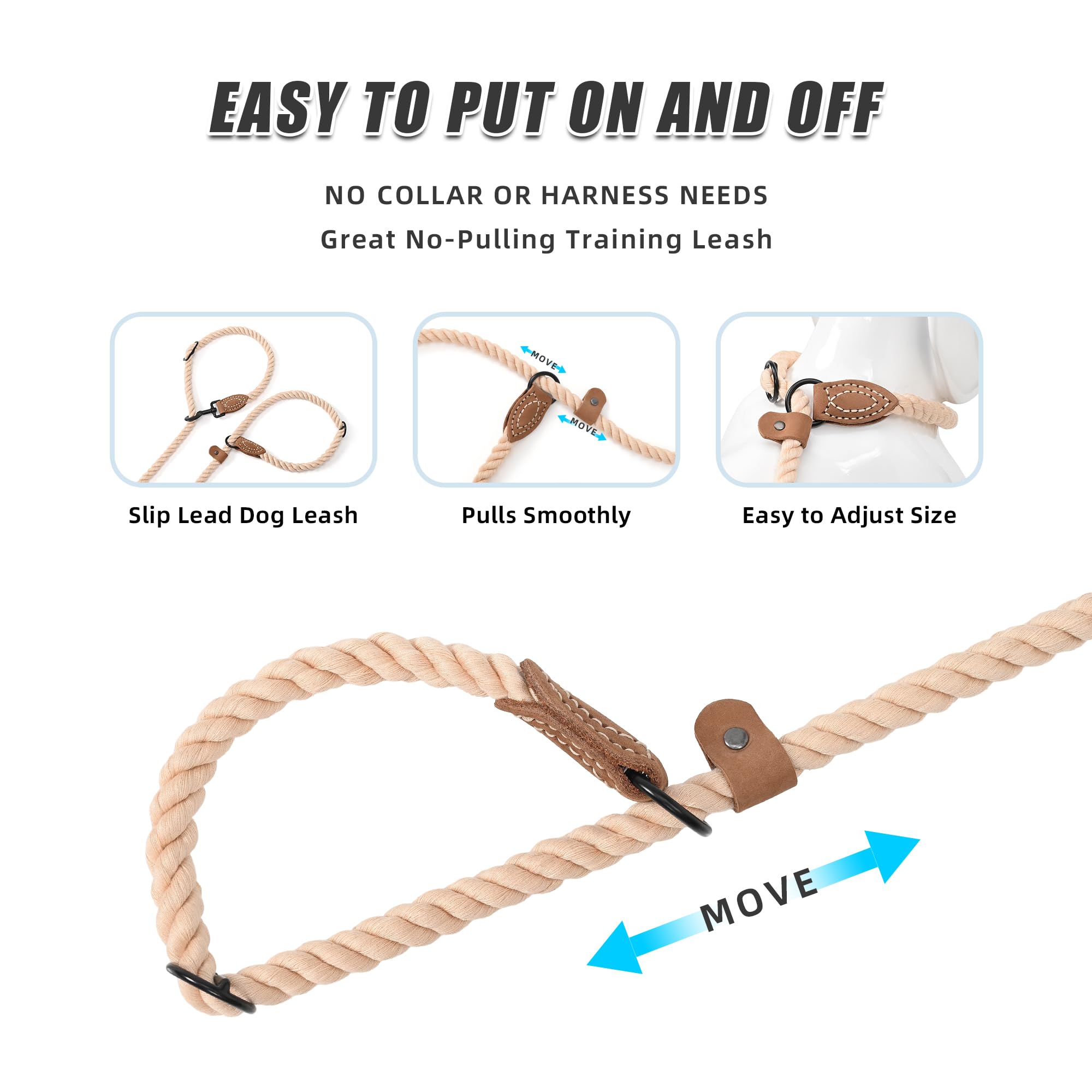 Mile High Life Hands Free Dog Leash, Crossbody Leash With Genuine Leather Connection, Multifunctional Adjustable Waist Leash Heavy Duty Slip Lead No Pull For Dog Walking Running (Light Brown, 7Ft)