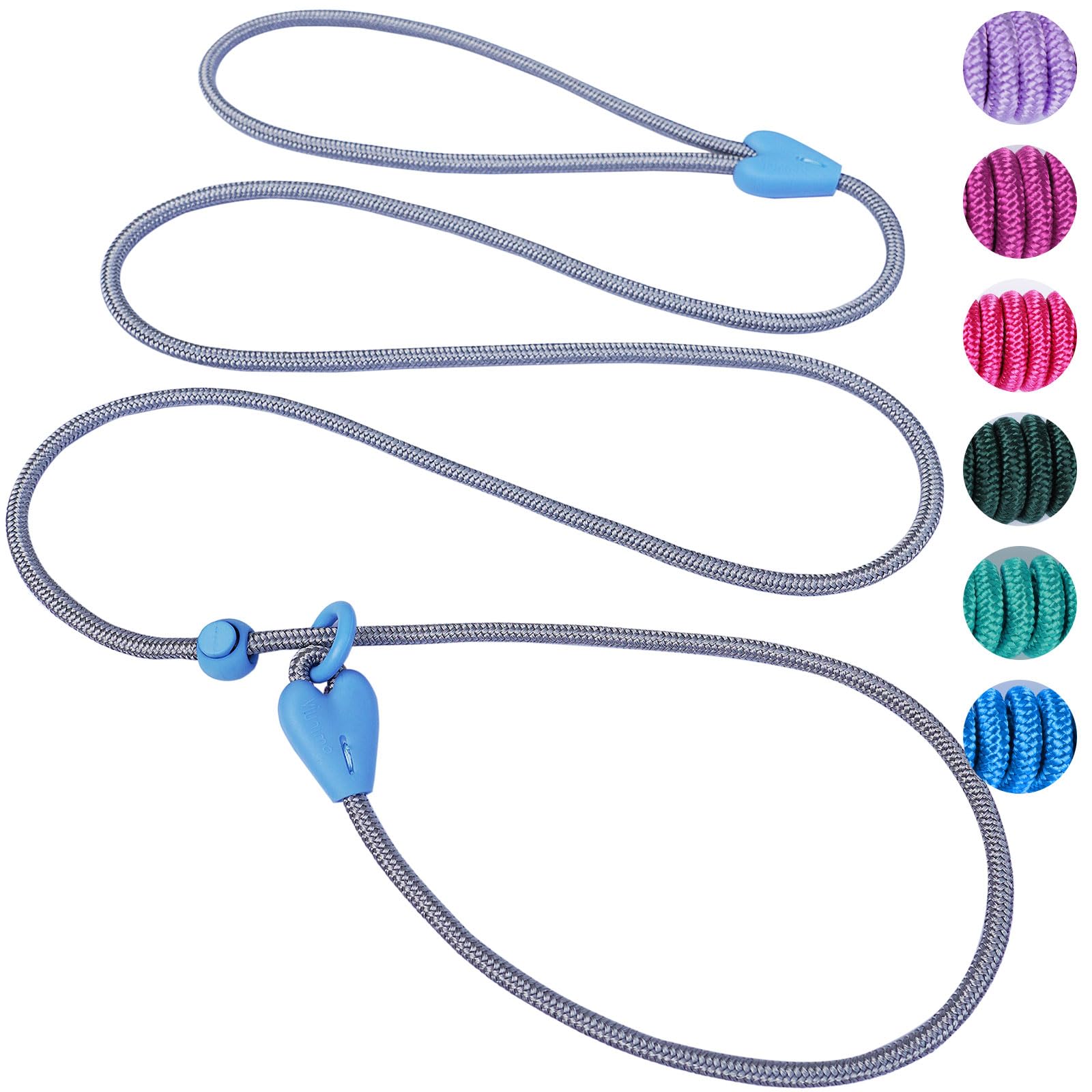 Slip Lead 6 Ft Dog Training Leash - 6 Color Slip Leads For Medium Dogs - No Pull Grey Leash