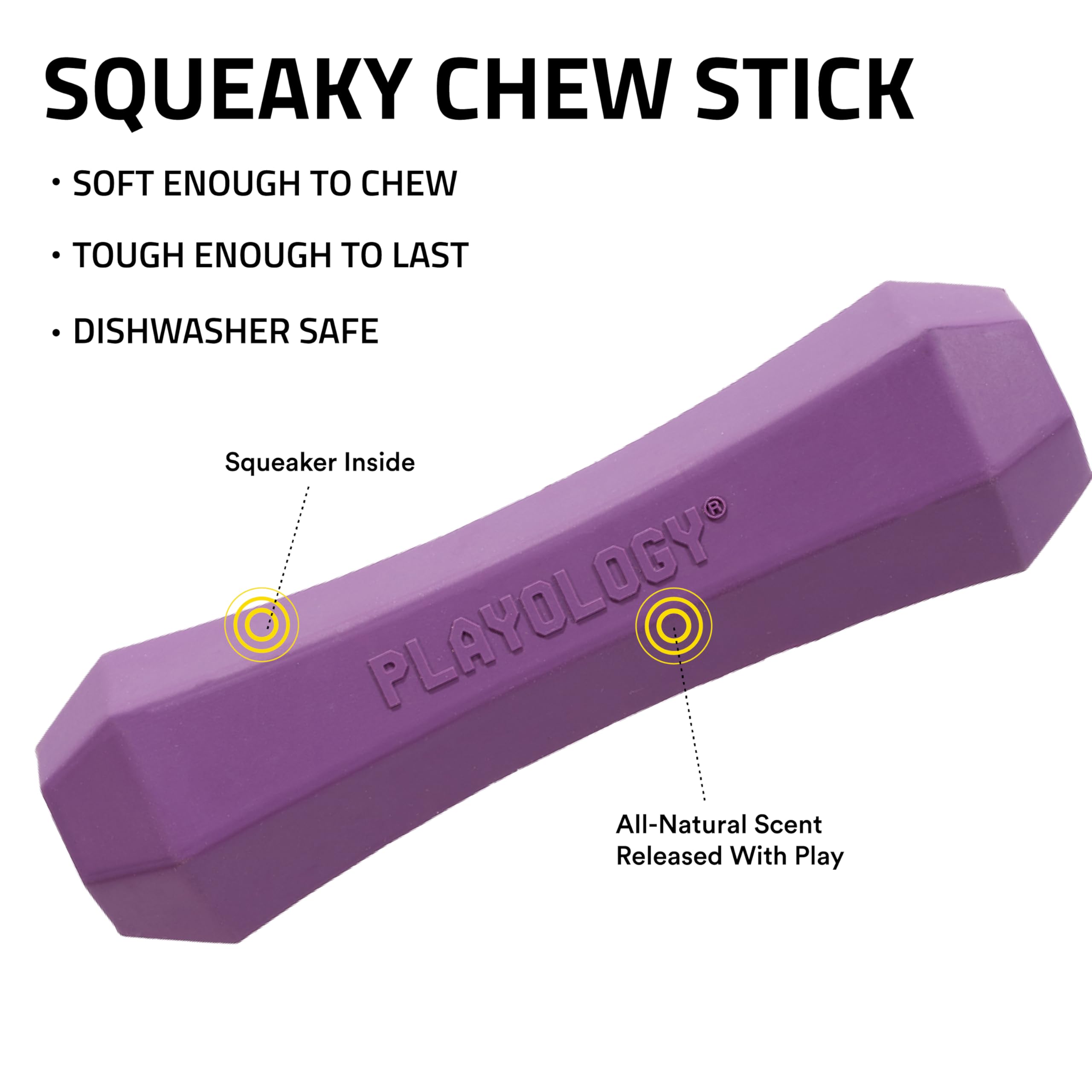 Playology Squeaky Chew Stick Dog Toy Value 2-Pack For Medium Dogs Up To 50Lbs | Engaging All-Natural Bacon Scented Chew Toy For
