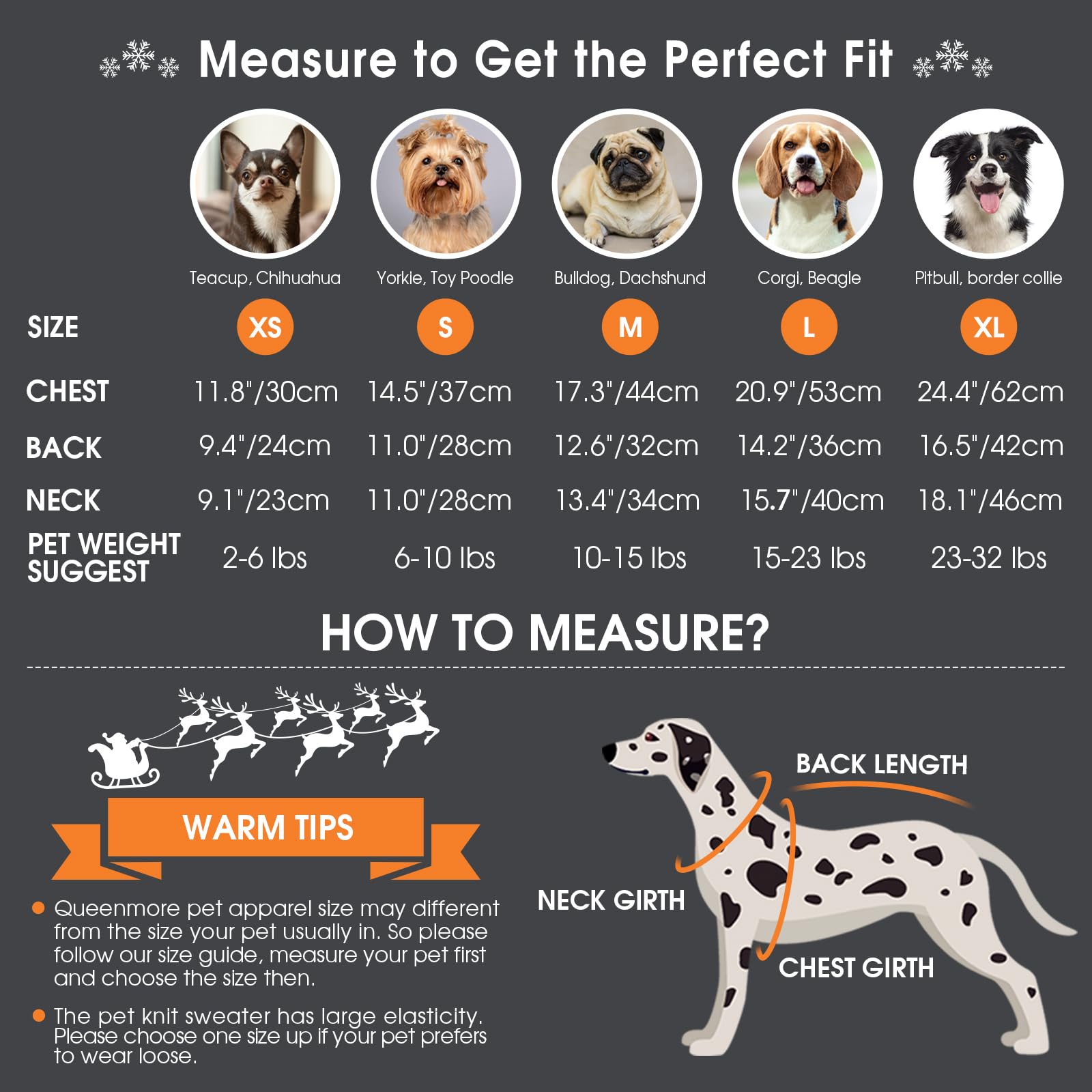 Queenmore Christmas Sweater, Turtleneck Knitted Pullover Xmas Clothes Sweatshirt, Outfit For Small Dogs Boy Girl M