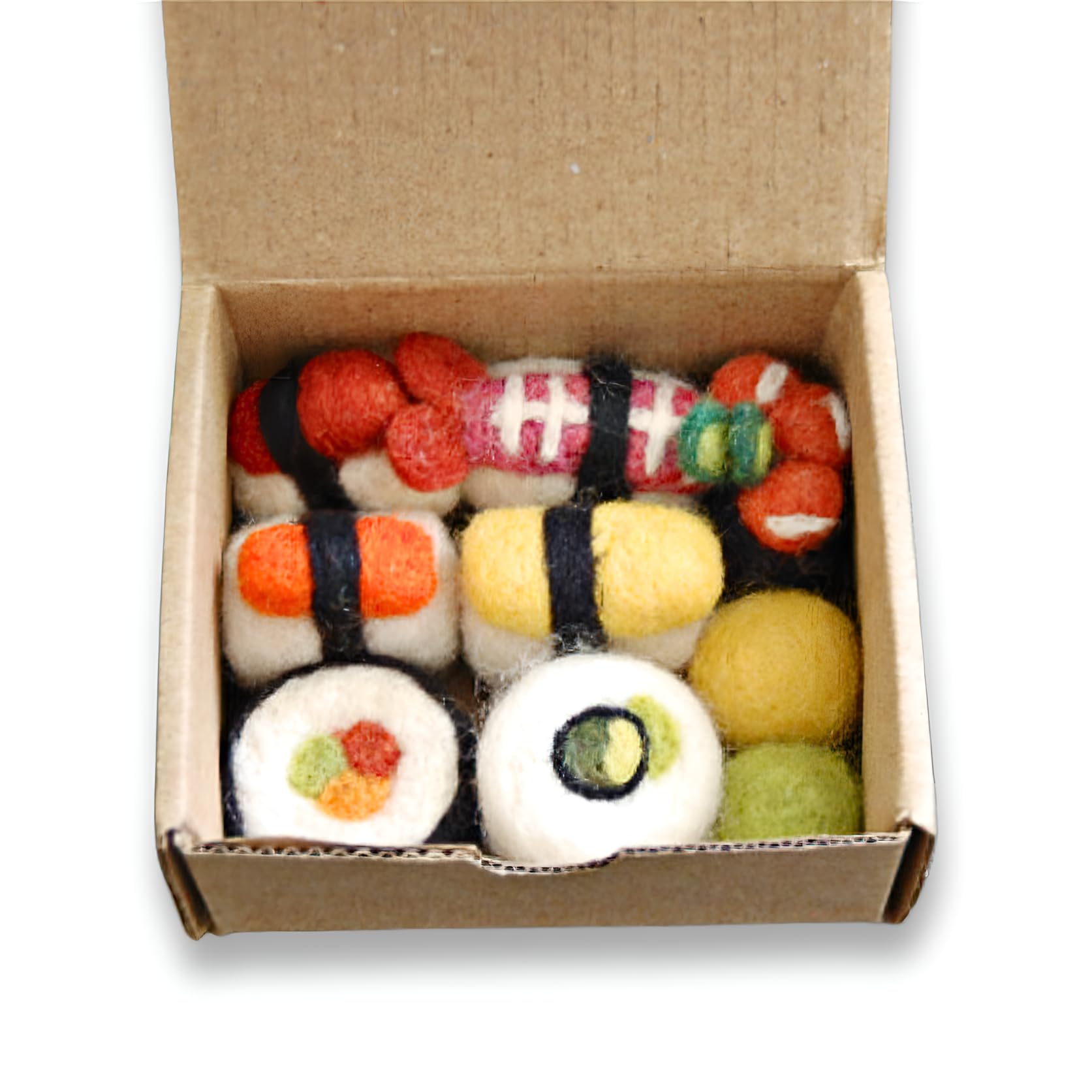 Woolbuddy Cat Toy - Cat Sushi Toy, 8Pcs, Wool Cat Toy For Boredom & Stimulating, Cute Interactive Cat Toys For Indoor Cats, Self Play Cat Kitten Toys, Cat Chew Toy, Cat Enrichment Without Catnip