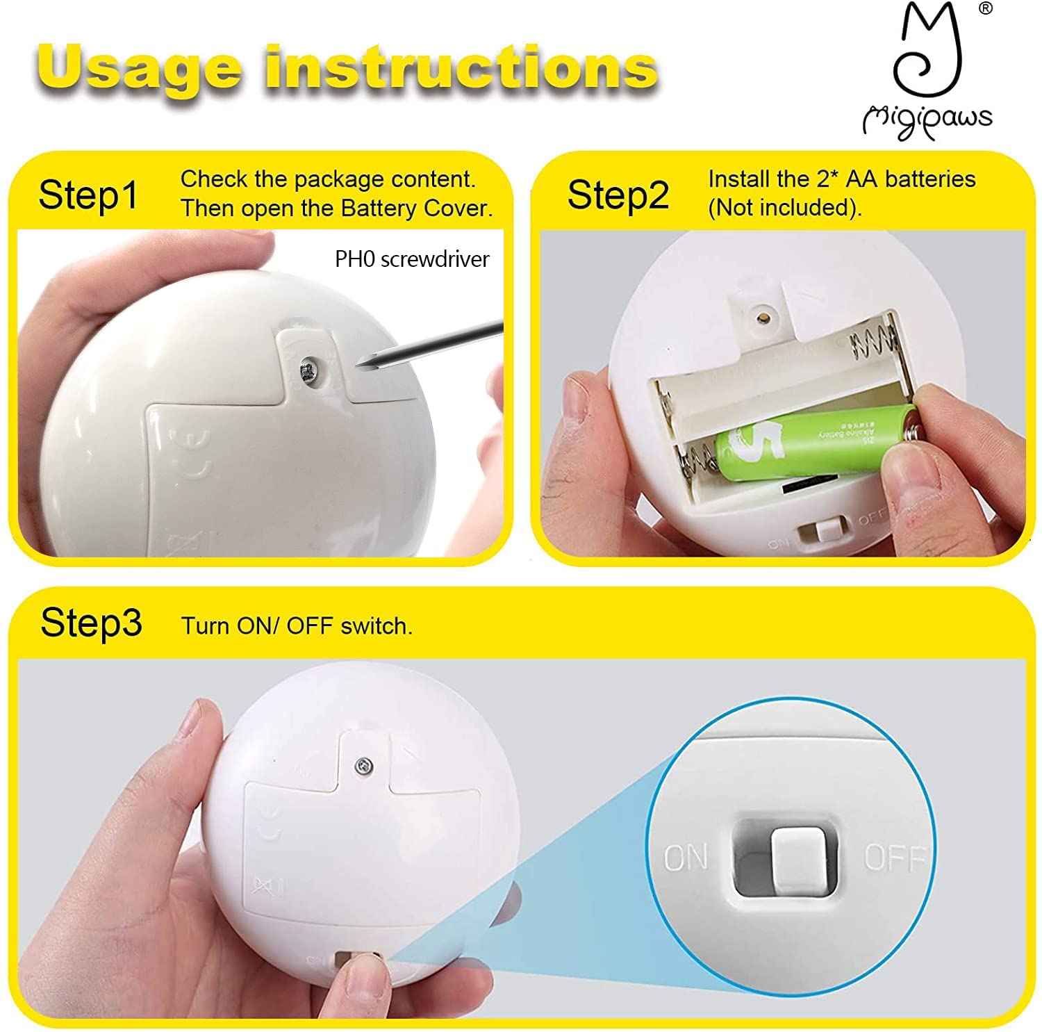 Migipaws Cat Toys Interactive Butterfly Feather Mice Spin With Smart Rolling Ball For Indoor Kittens Self Play Automatic Sensing