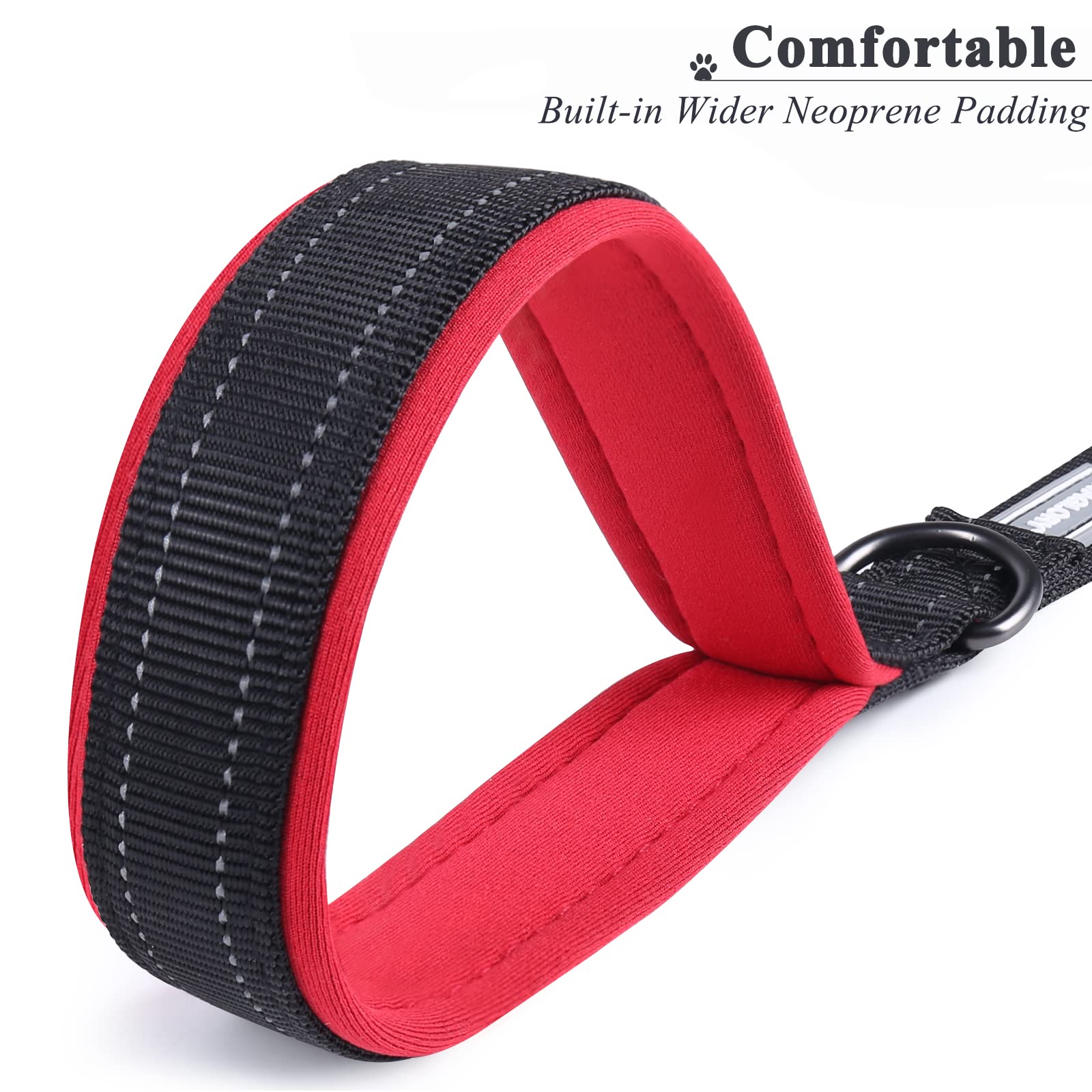 Vivaglory Short Dog Leash, Short Traffic Leash For Dogs, Short Training Leash For Medium & Large Dogs, 24Inch, Black/Red