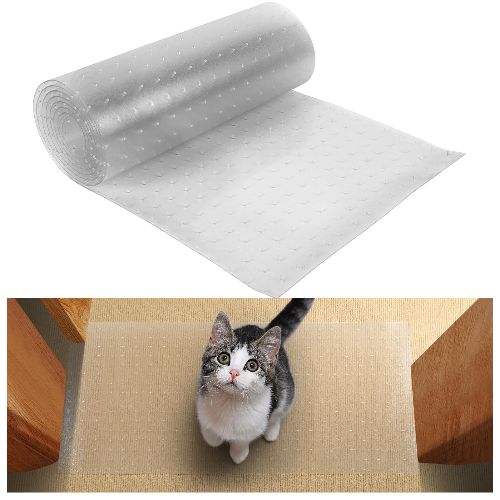 8.2Ft(L) Carpet Protector For Pets - Anti-Slip Cat Carpet Protector, Scratch Resistant Pets Scratch Stopper, Easy To Cut Floor R