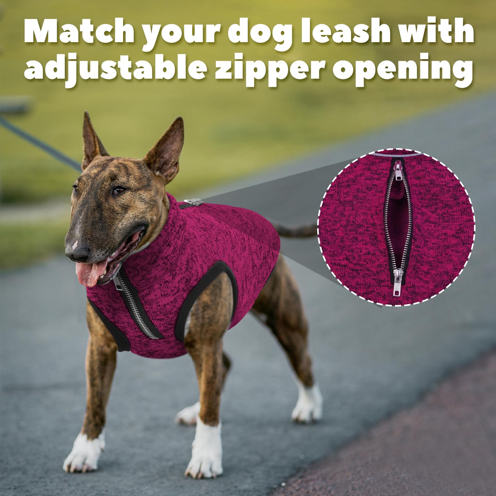 Rozkitch Dog Sweater, Dog Jacket With Fleece Lining, Knit Dog Coat For Small Dogs With Zipper Opening For Harness, Fleece Dog Ja