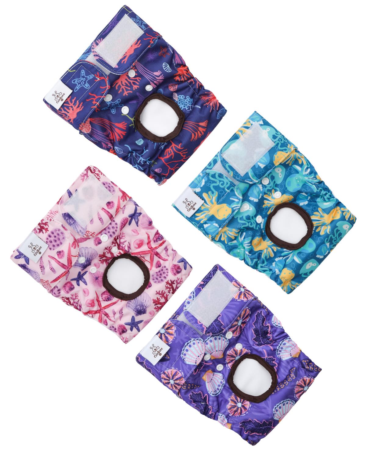 Cutebone Washable Female Dog Diapers 4 Pack Reusable Doggie Heat Diapers For Period Fmg06Xs