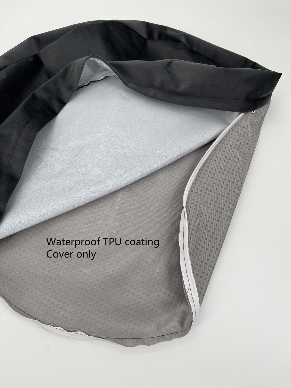 Waterproof Round Dog Bed Cover With Zipper Washable Grey Velvet Dog Bed Replacement Cover Only 36 Inch