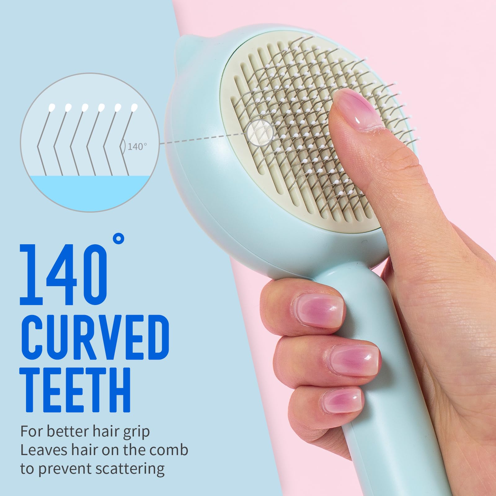 Viojojo Cat Brush Dog Brushes With Release Button For Shedding Grooming, Suit For Long Or Medium Haired Cats, Lightweight Skin F