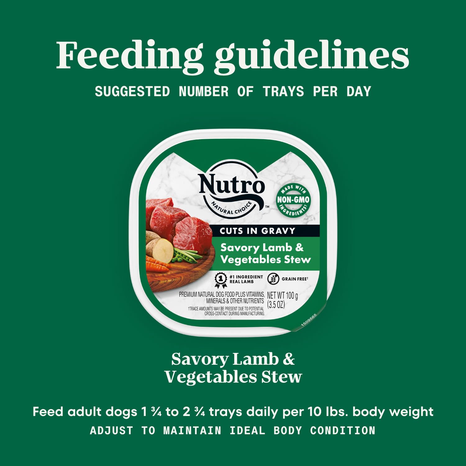 Nutro Adult Natural Grain Free Wet Dog Food Cuts in Gravy Savory Lamb & Vegetables Stew Recipe, 3.5 oz. Trays (24 Count, Pack of