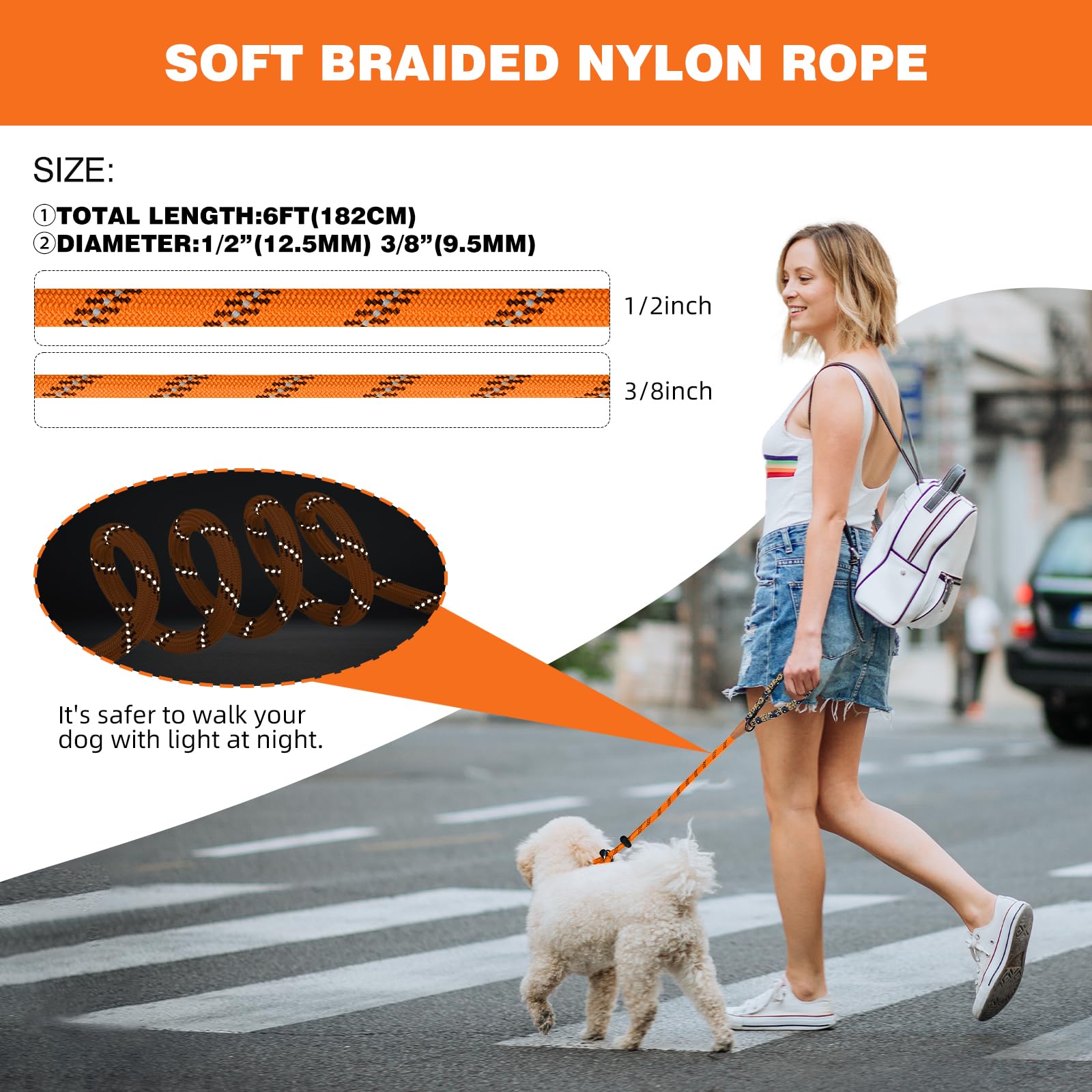Lynxking Slip Lead Dog Leash Reflective, Heavy Duty Comfortable Strong Rope For Large Medium Small Dogs No Pull Pet Training (Or