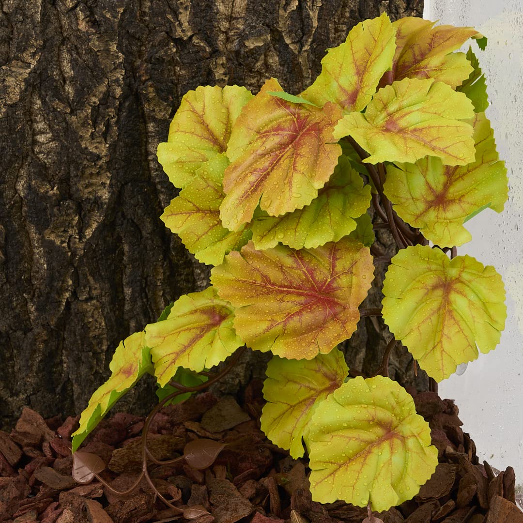 Woledoe Reptile Plants For Terrarium, Amphibian Habitat Decor Artificial Hanging Plants With Suction Cup - Fake Heuchera Micrant