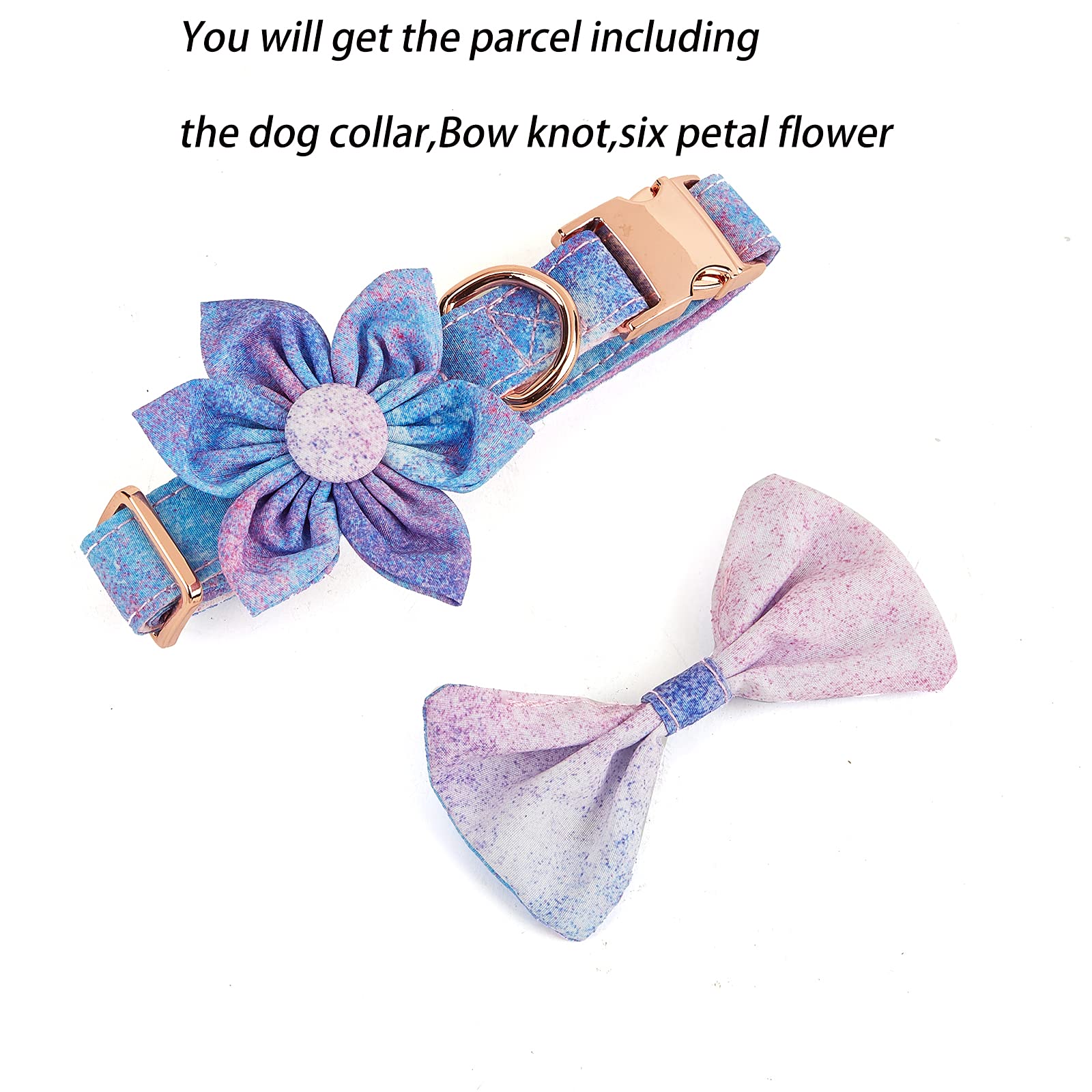 Collar With Bowtie Floral Detachable For Girl Dogs - Soft Comfy Pet Collar With Safety Buckle, Flower And Knotbow - Adjustable F