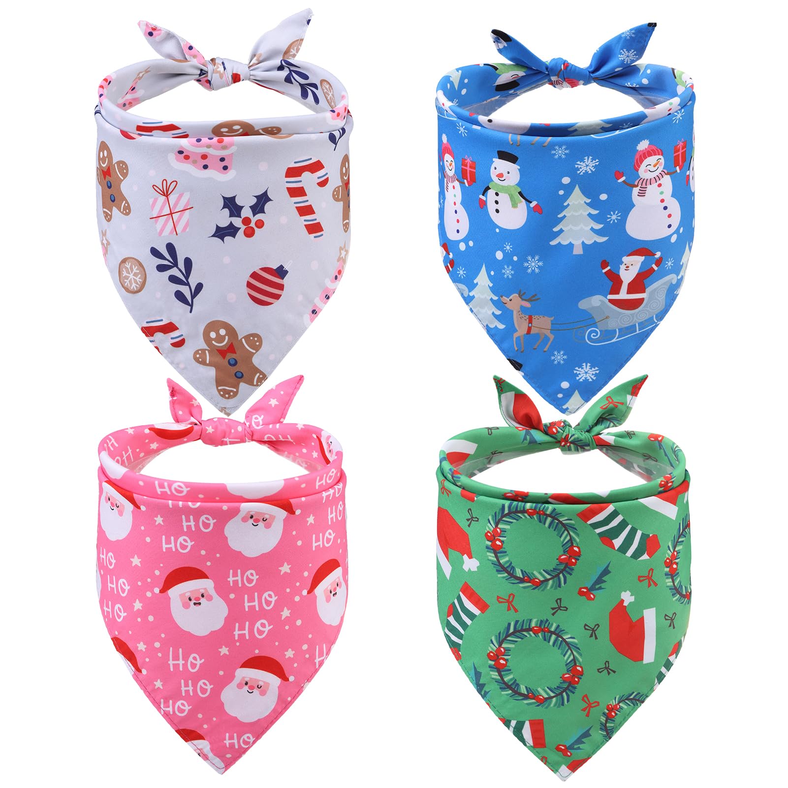Expawlorer Christmas Dog Bandanas - 4 Pack Reversible Holiday Dog Bandanas Costume Boy And Girl, Soft Triangle Scarfs Bibs, Xmas