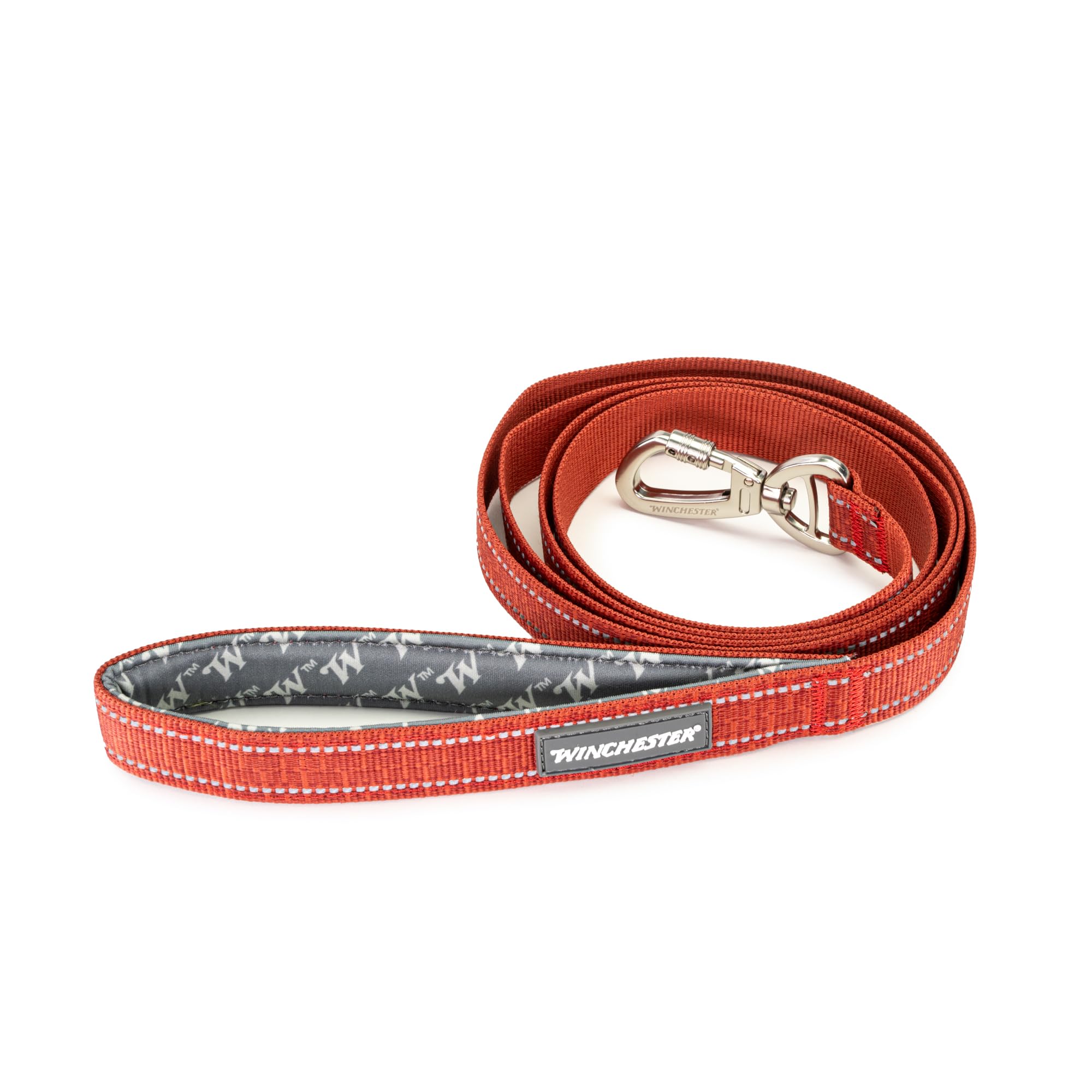 Winchester Pet Deluxe Reflective 6-Foot Carabiner Poly Webbing Leash, Ketchup