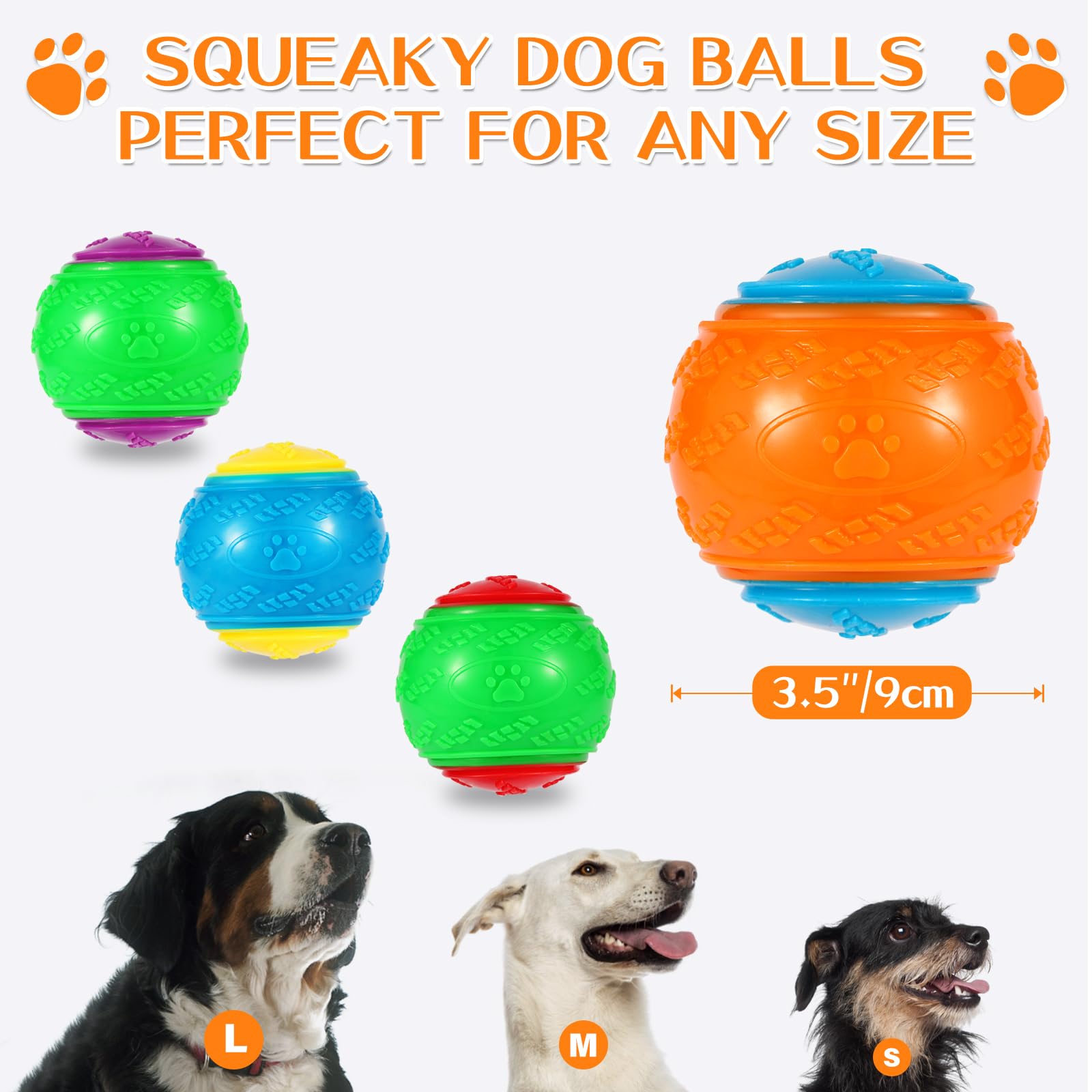 Vatrepeo 4 Packs Large Dog Balls, 4.5 Inch Squeaky Dog Balls, High Bouncy Dog Ball For Interactive Playing, Dog Toys Balls For T