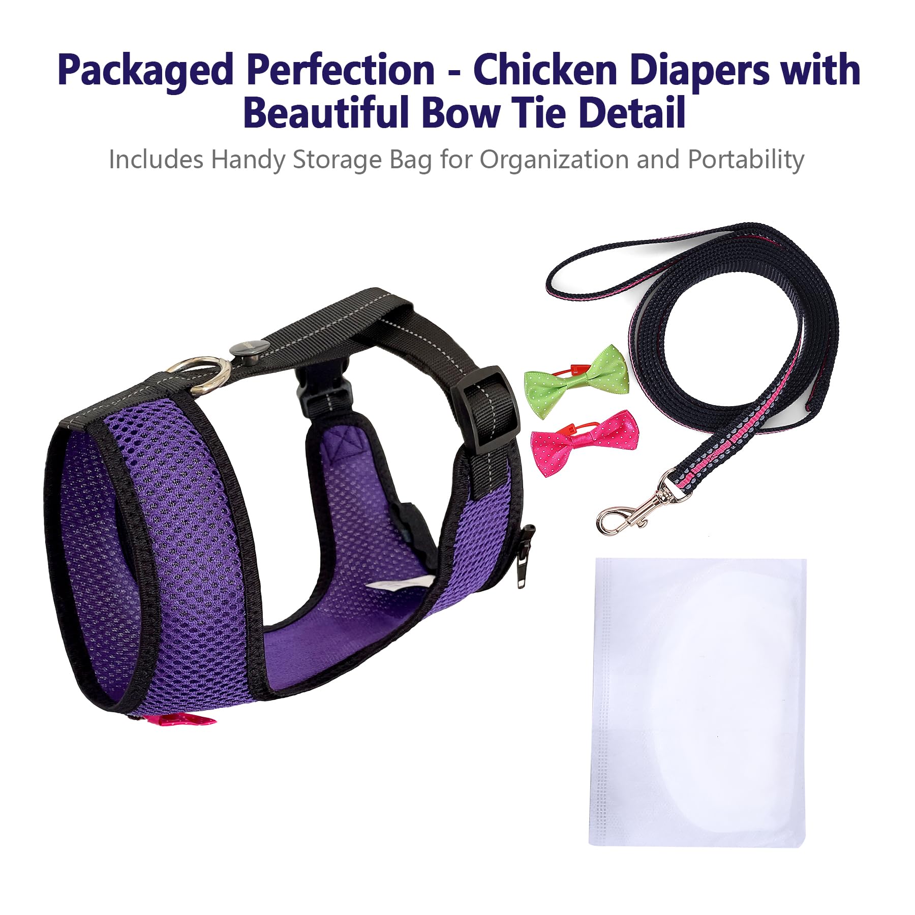 Yesito Chicken Harness Hen Size with 5.5-Foot Matching Belt