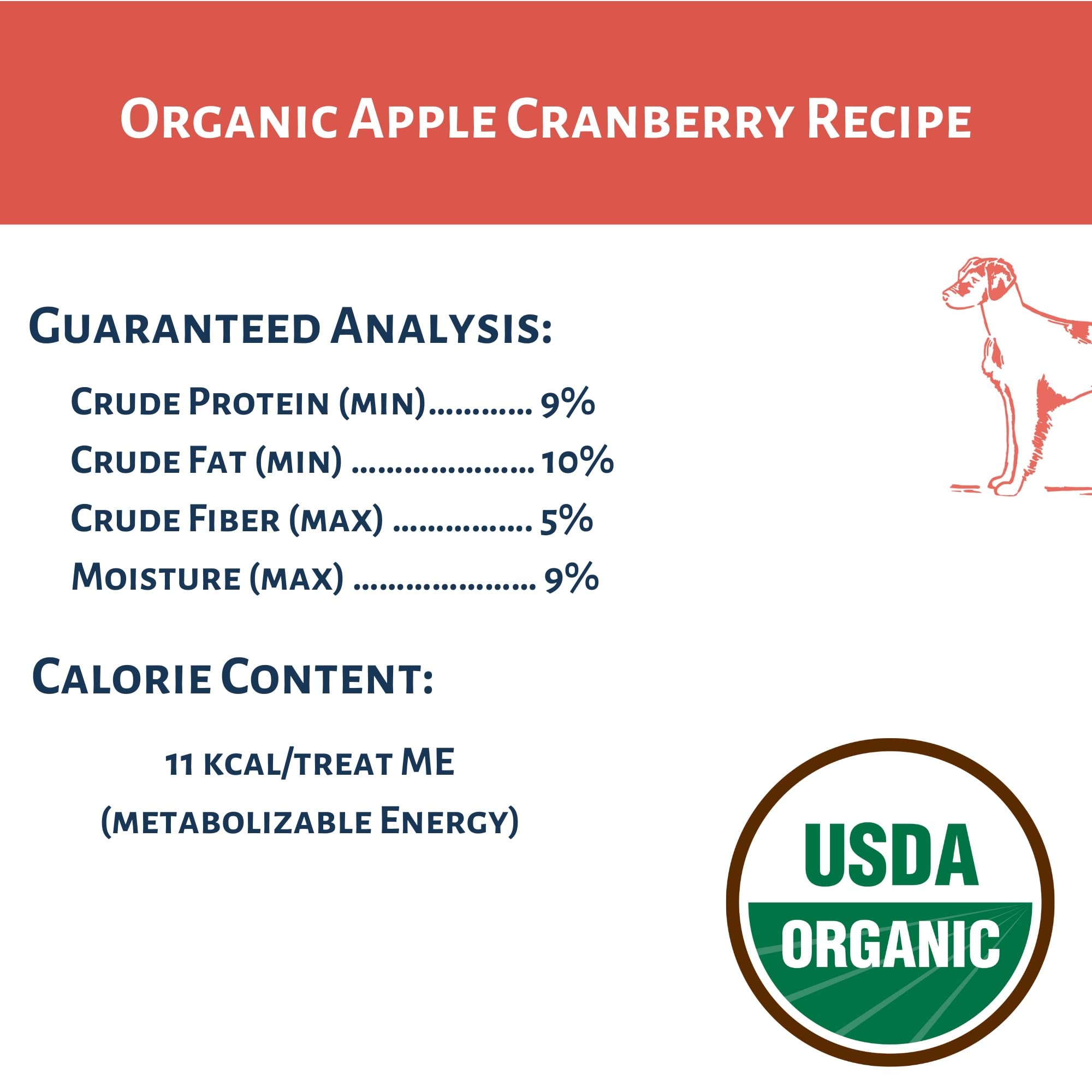 Dog Mammas Organic Apple Cranberry Recipe - Certified Organic Dog Treats 6 oz