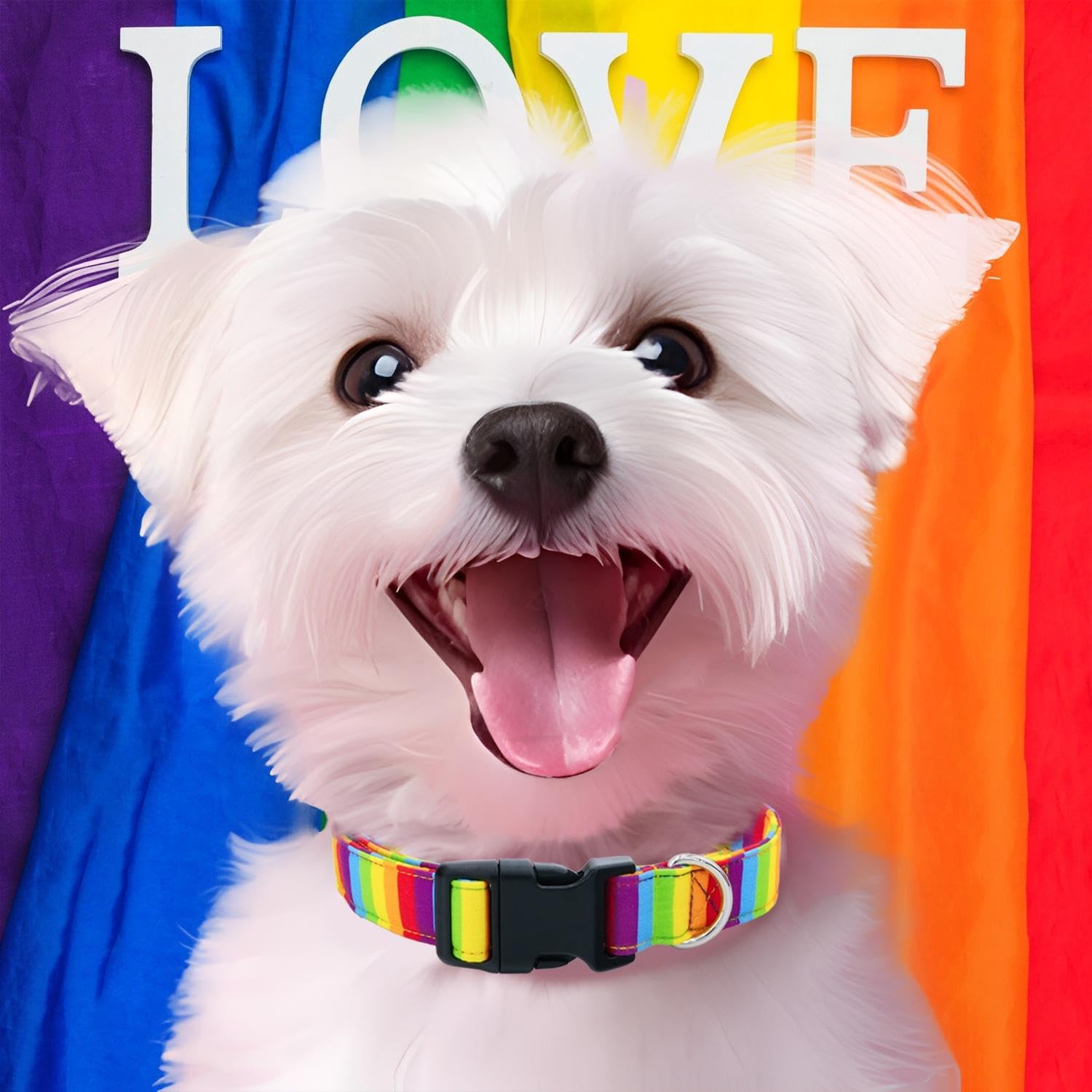 Tunkoo Rainbow Dog Collar, Cute Adjustable Yellow Collar For Lgbt Pride Month, Dog Collar With Strong Plastic Buckle - For Small