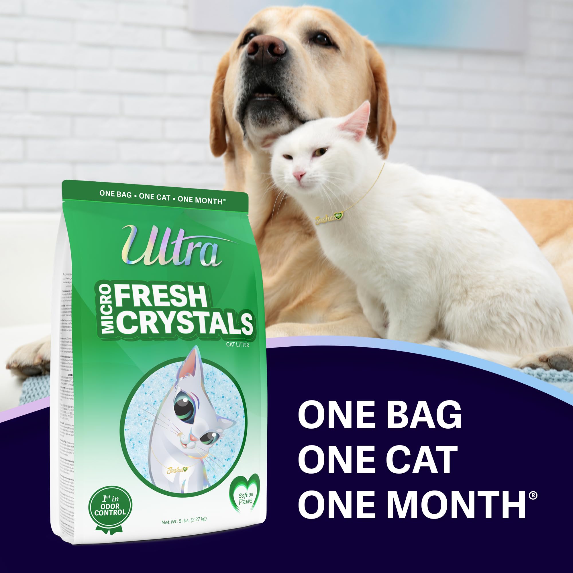 Ultra Fresh Scented Micro Crystals Premium Cat Litter - 99.9% Dust Free, Soft On Paws - 5 Lbs.