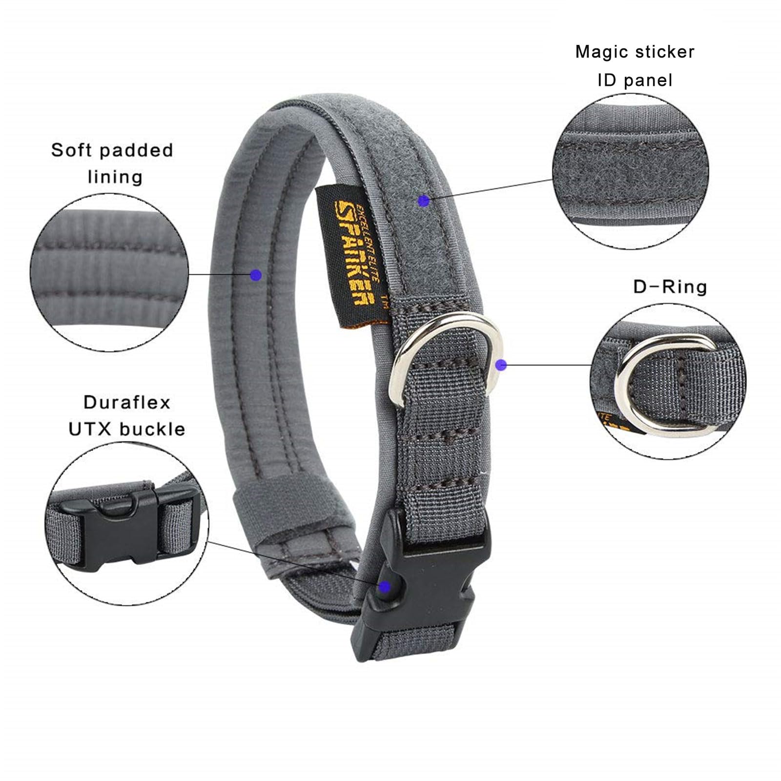 EXCELLENT ELITE SPANKER Puppy Dog Collar Nylon Adjustable Dog Collar for Small Dogs Pet Soft Padded Dog Collar (S Size-Adjustabl