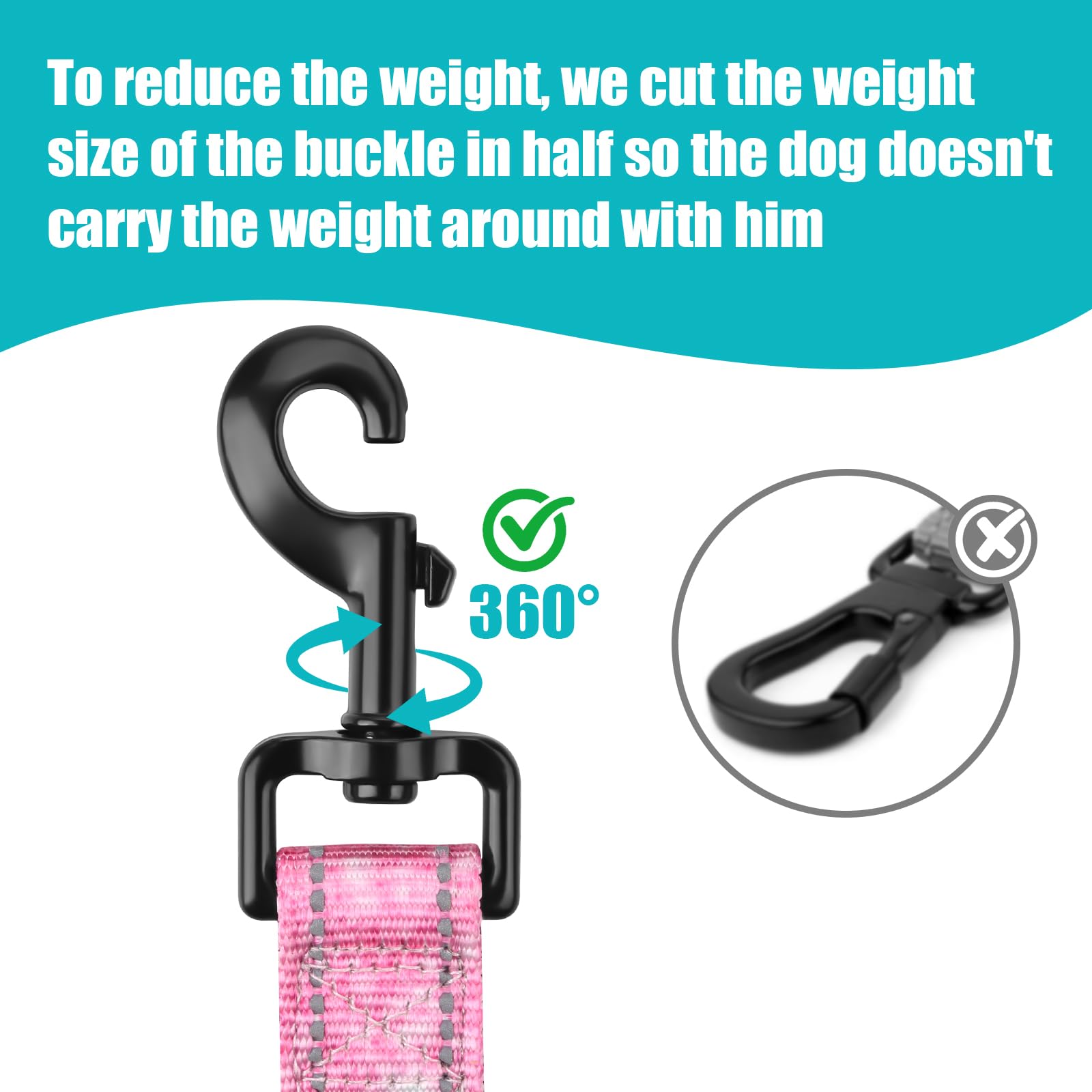 Reflective Nylon Padded Handle Short Dog Leash - For Large And Medium Dogs (Glitter)