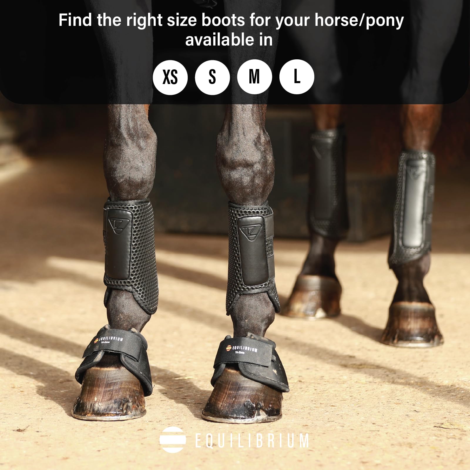 Equilibrium Tri-Zone Horse Impact Sports Boots (Small Front) (Black)