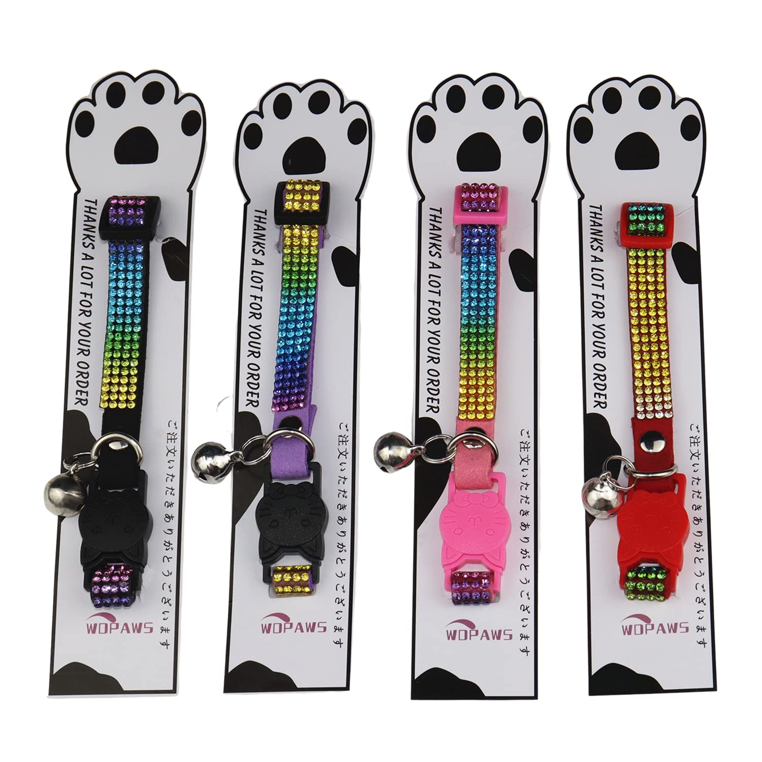 Wdpaws Cat Collar Breakaway Bling Diamond Rhinestone With Bell Adjustable For Cats And Kitten Girl Boy (Black)