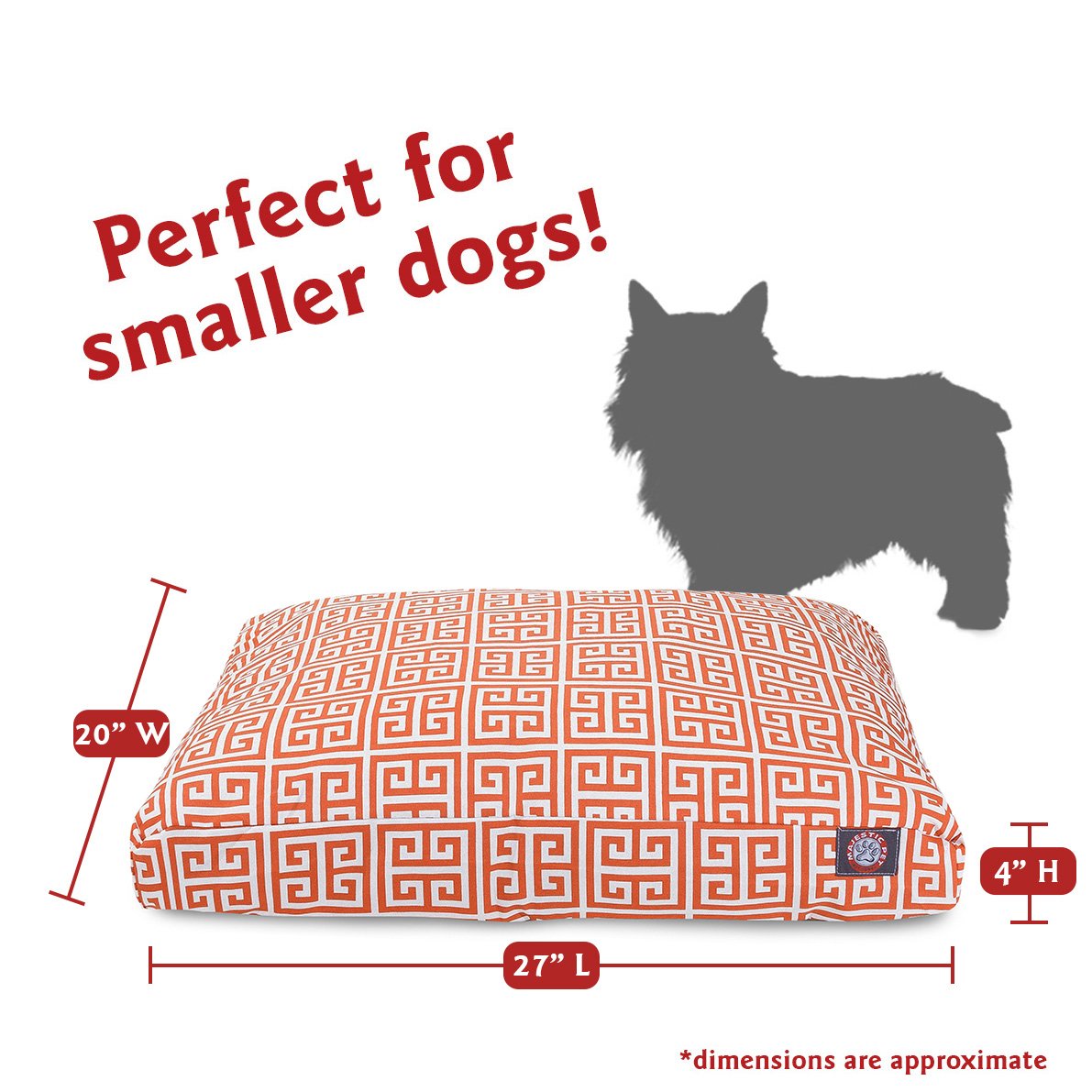 Orange Towers Small Rectangle Indoor Outdoor Pet Dog Bed With Removable Washable Cover By Majestic Pet Products