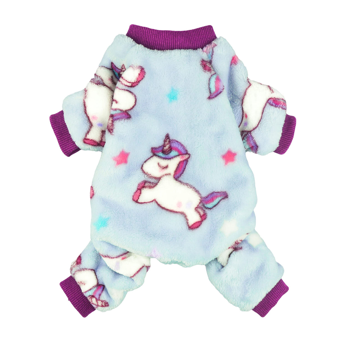 Fitwarm Unicorn Pet Clothes For Dog Pajamas Puppy Coat Cat Pet Pjs Doggie Onesie Jumpsuit Soft Velvet Purple Xs