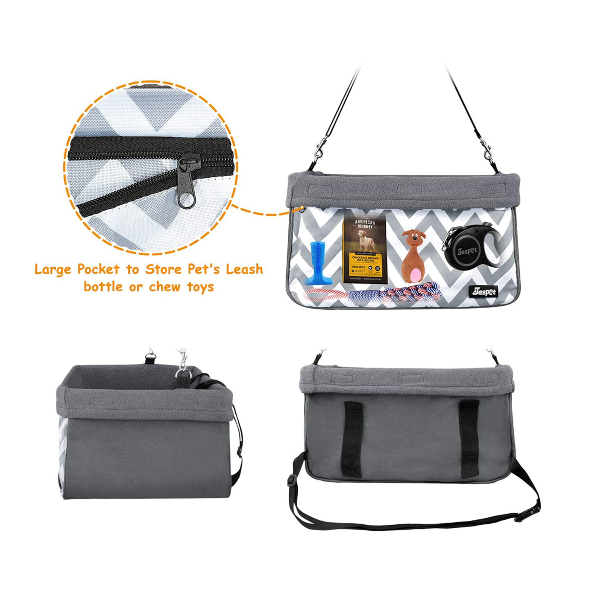 JESPET & GOOPAWS Dog Booster Seats for Cars, Portable Dog Car Seat Travel Carrier with Seat Belt for 24lbs Pets