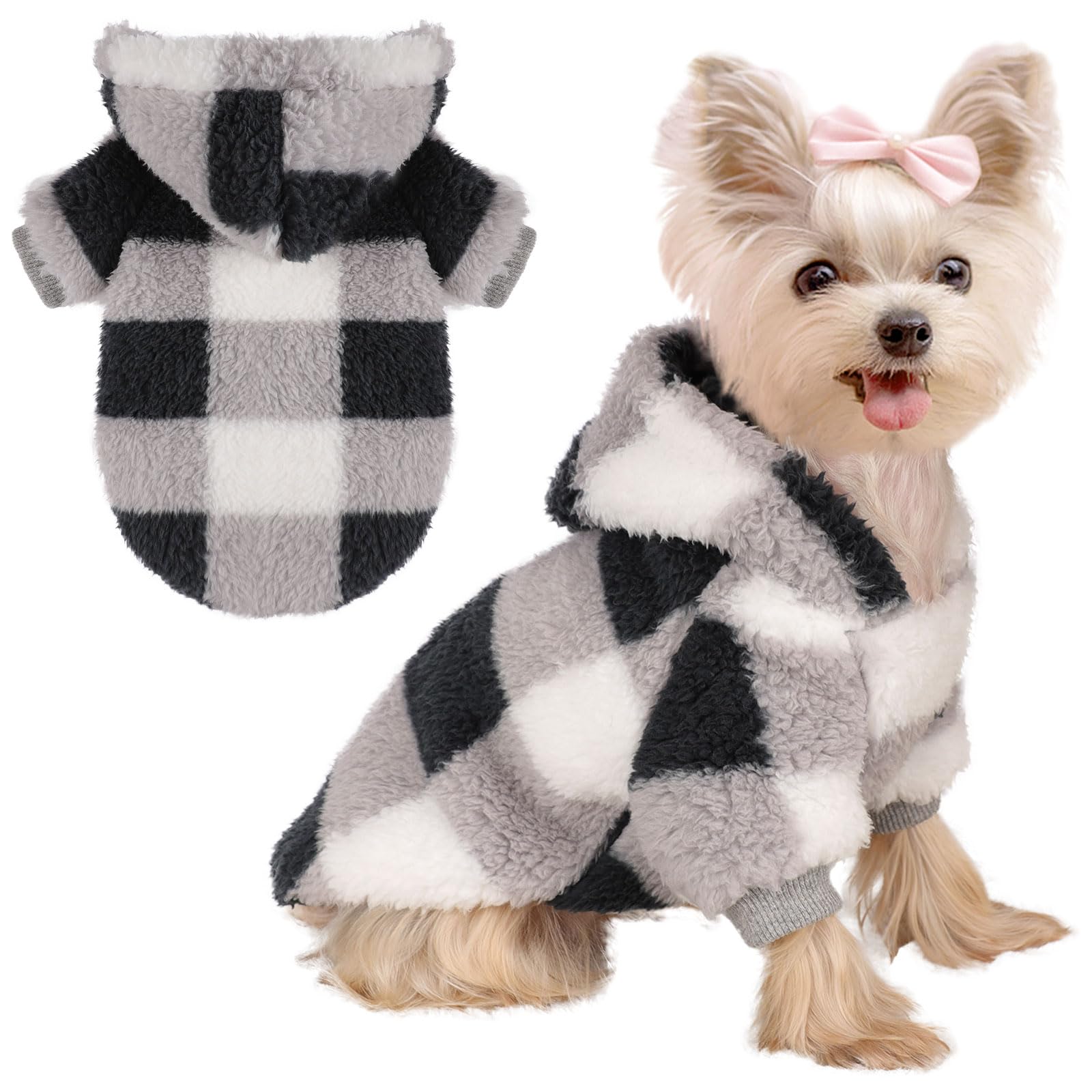 Fleece Dog Hoodie Clothes Pet Sweaters For Small Dogs, Winter Cute Warm Puppy Chihuahua Sweater, Pet Clothes For Chihuahua Yorki