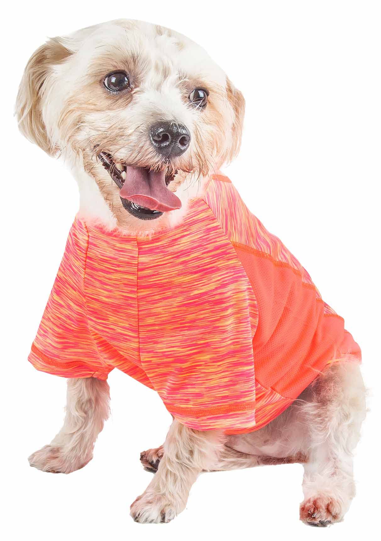 Pet Life ® Active 'Warf Speed' Heathred Dog Fitness And Yoga Pet T-Shirt Dog Clothes - Performance Dog T-Shirt With 4-Way-Stretch, Reflective And Quick-Dry Technology - Summer Dog Shirts X-Large