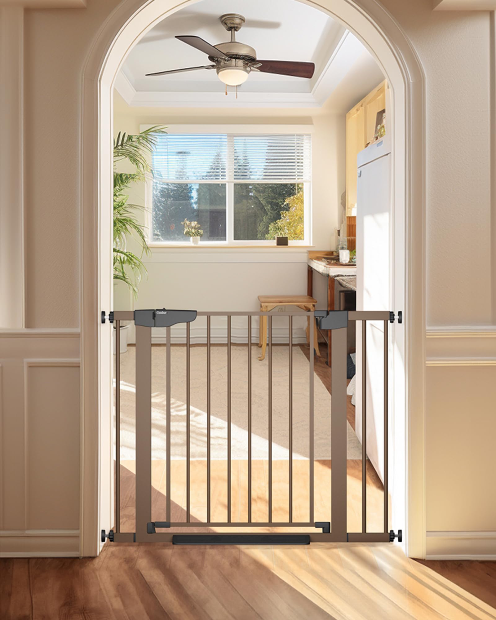 Cumbor 29.7-40.6' Baby Gate For Stairs, Mom'S Choice Awards Winner-Dog Gate For Doorways, Pressure Mounted Self Closing Pet Gates For Dogs Indoor, Durable Safety Child Gate With Easy Walk Thru Door