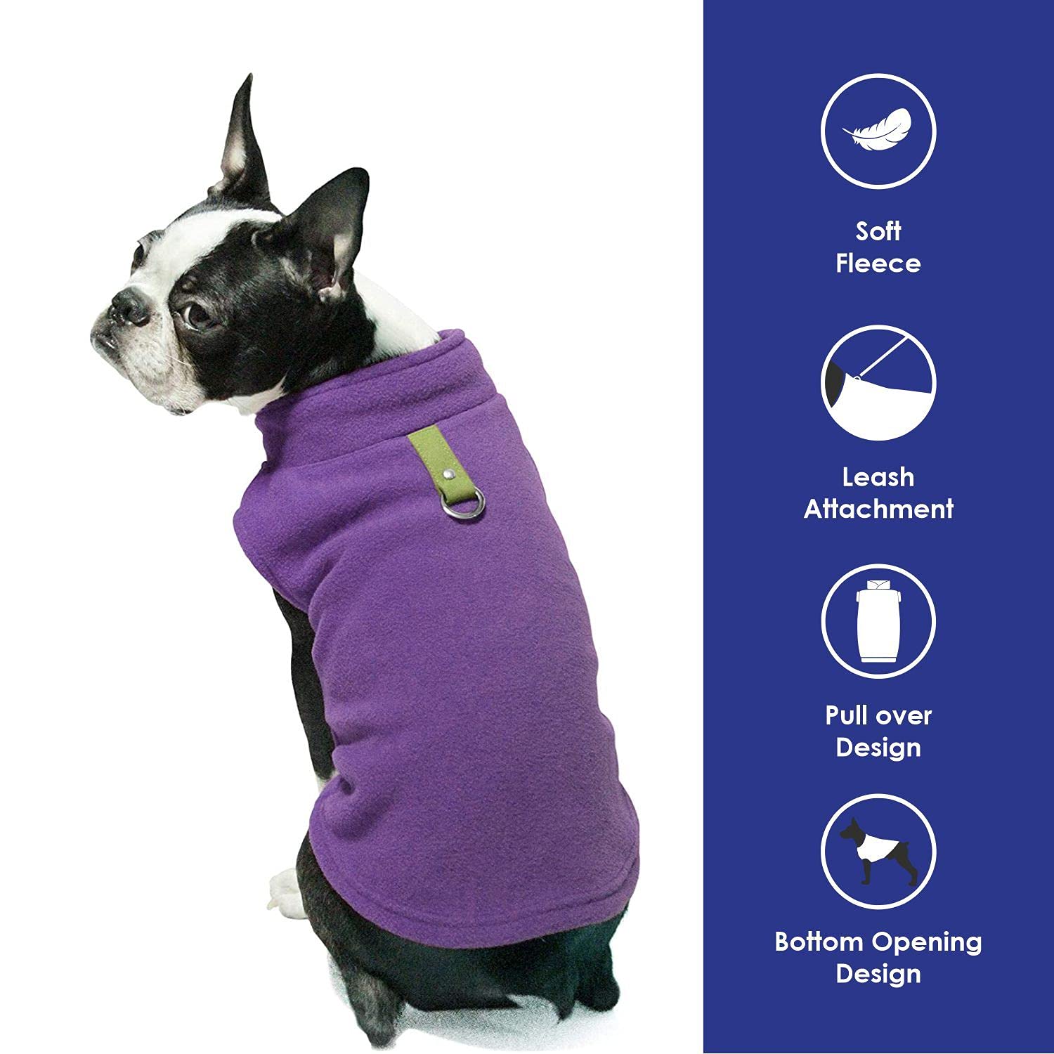 Gooby Fleece Vest Dog Sweater - Lavender, X-Small - Warm Pullover Fleece Dog Jacket With O-Ring Leash - Winter Small Dog Sweater