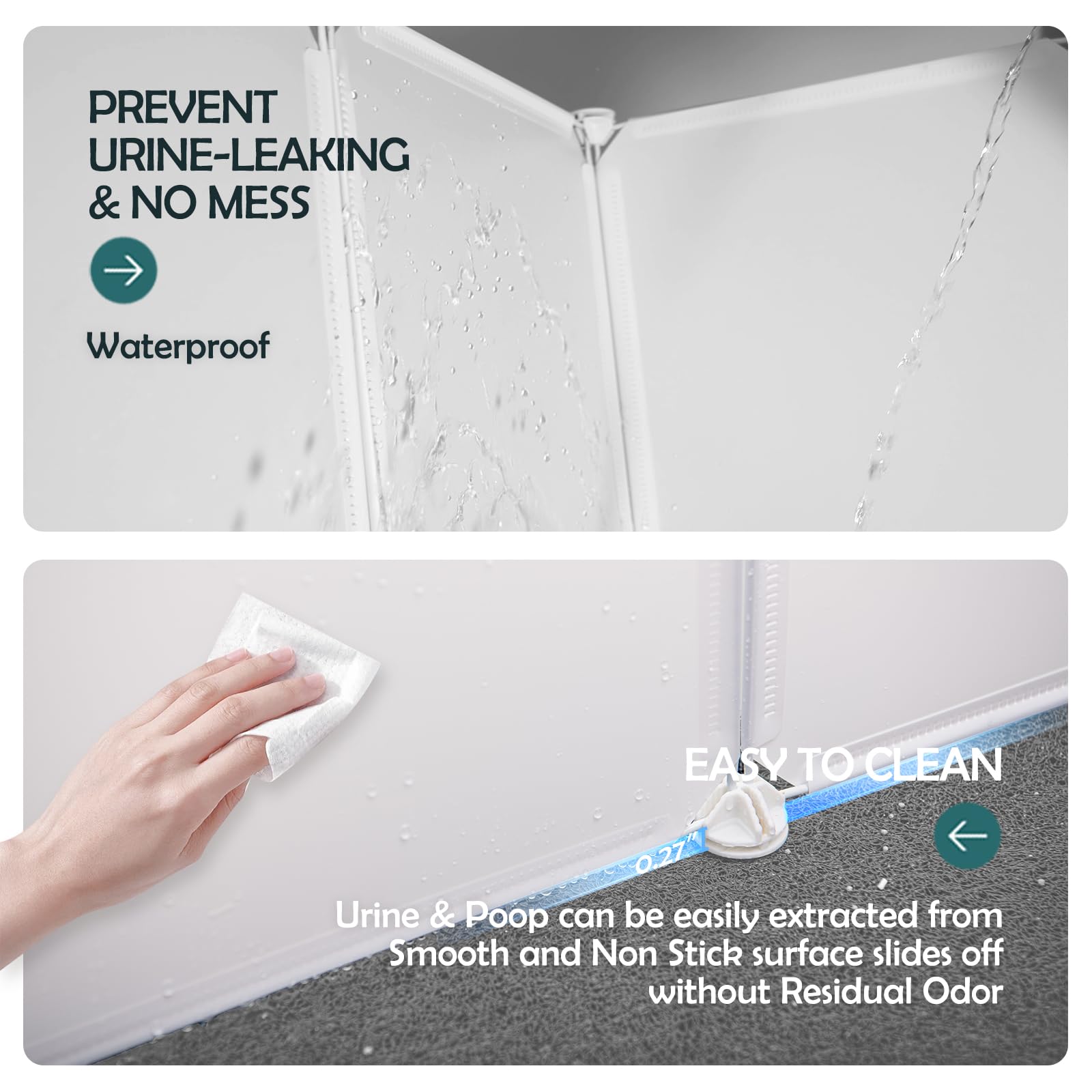 Meexpaws Cat Litter Box Enclosure Splash Guard Small 20.5L    14W X 18H Inch, Light Weight Plastic Sheets With Cat Litter Mat Ea