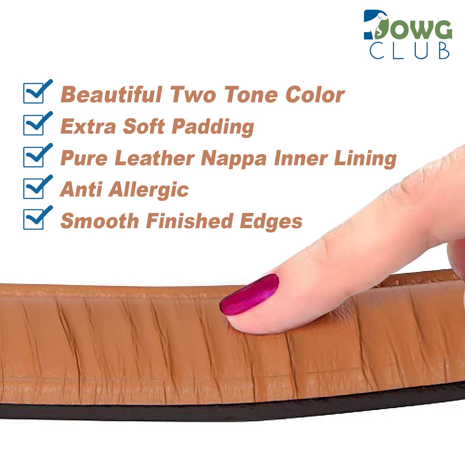 Dowgclub | Genuine Leather Dog Collar | Full Grain, Heavy Duty | Padded, Comfortable, Strong | Best For Pups, Small, Medium, Large, X- Large Dog Breeds, (Medium (Fit Neck Size 14.5'-18.5'), Black)