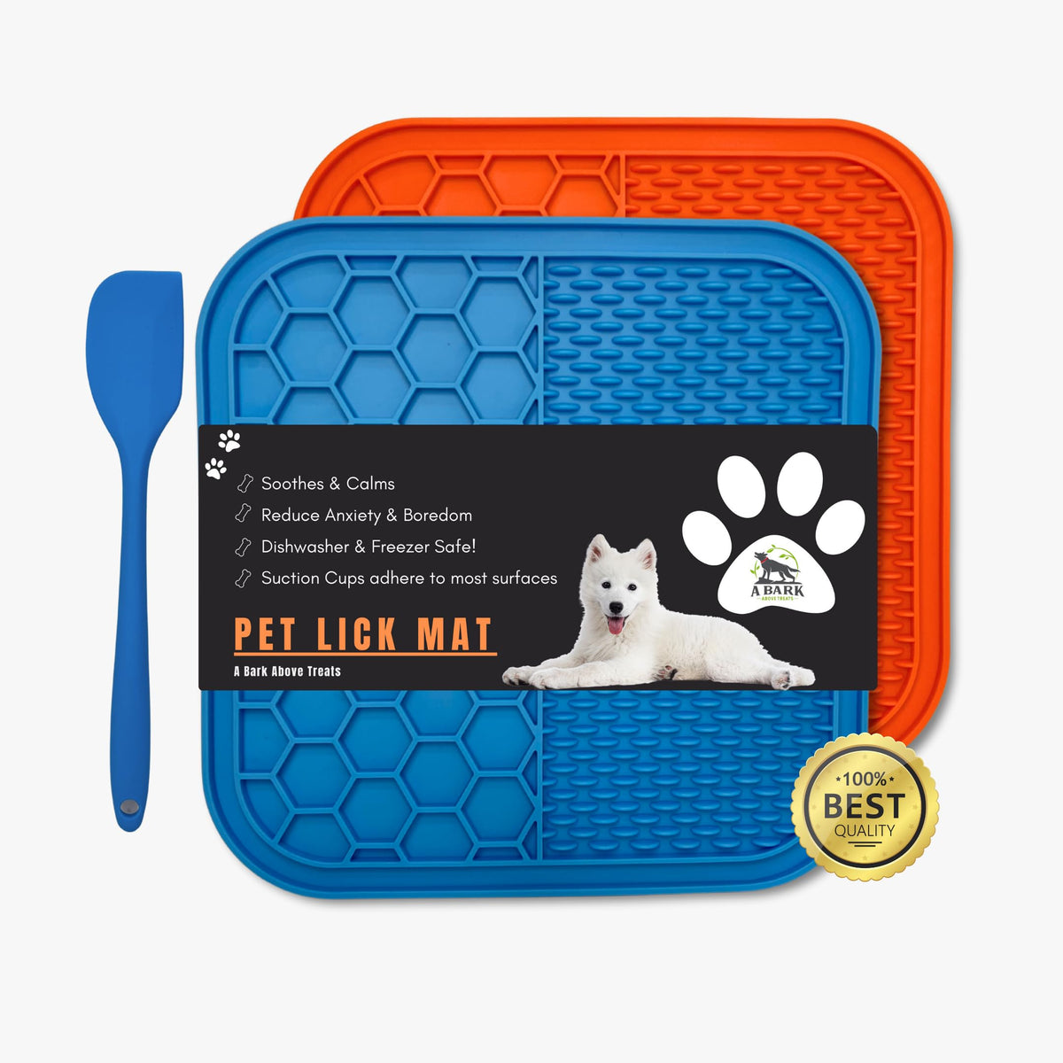 Zoomie Butter - Dog Lick Mat Pack of 2 with Spatula - Treat Matt for Dogs with 72 Succion Cups for Increased Adherence