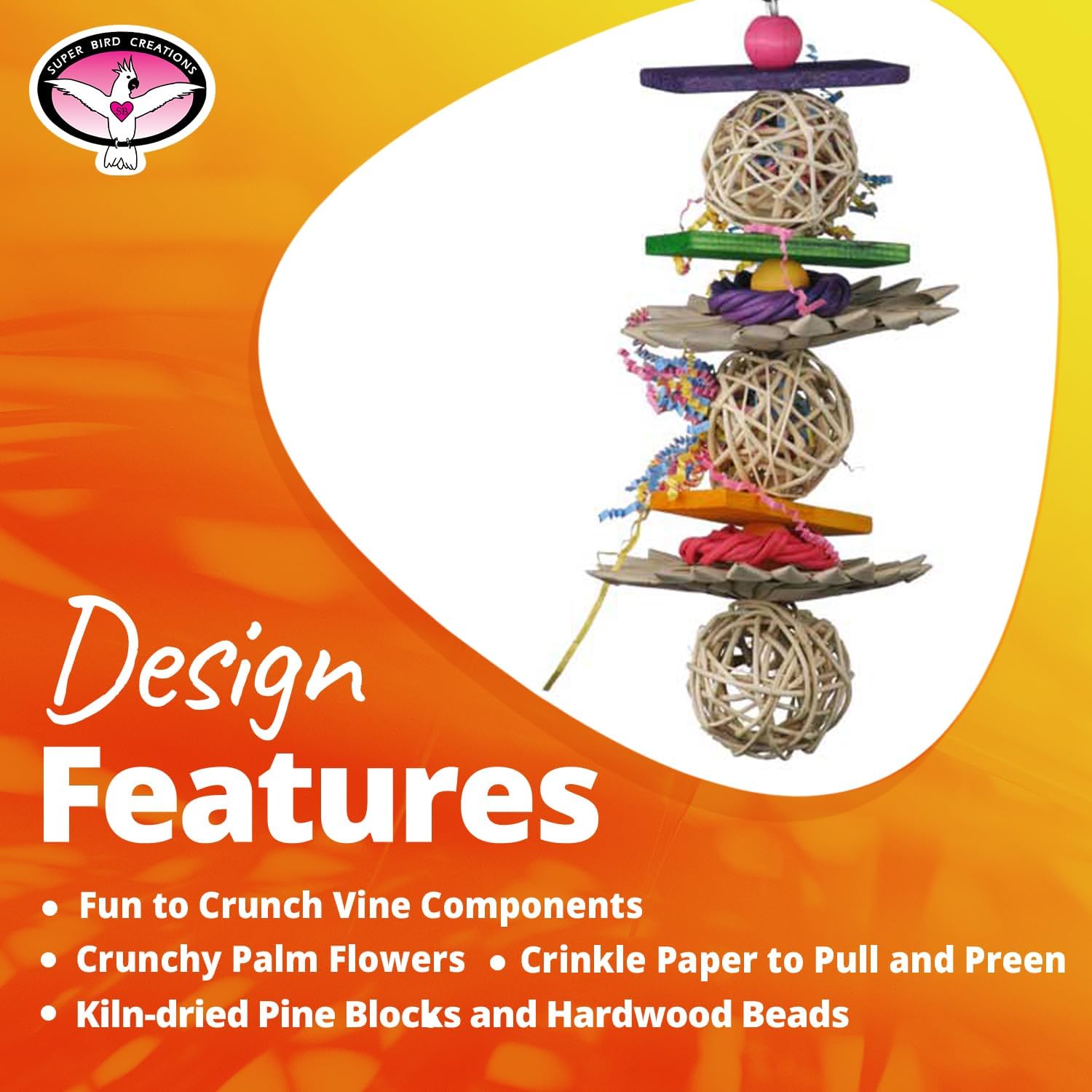 Super Bird Creations 12 By 5-Inch Crunch And Munch Bird Toy, Medium